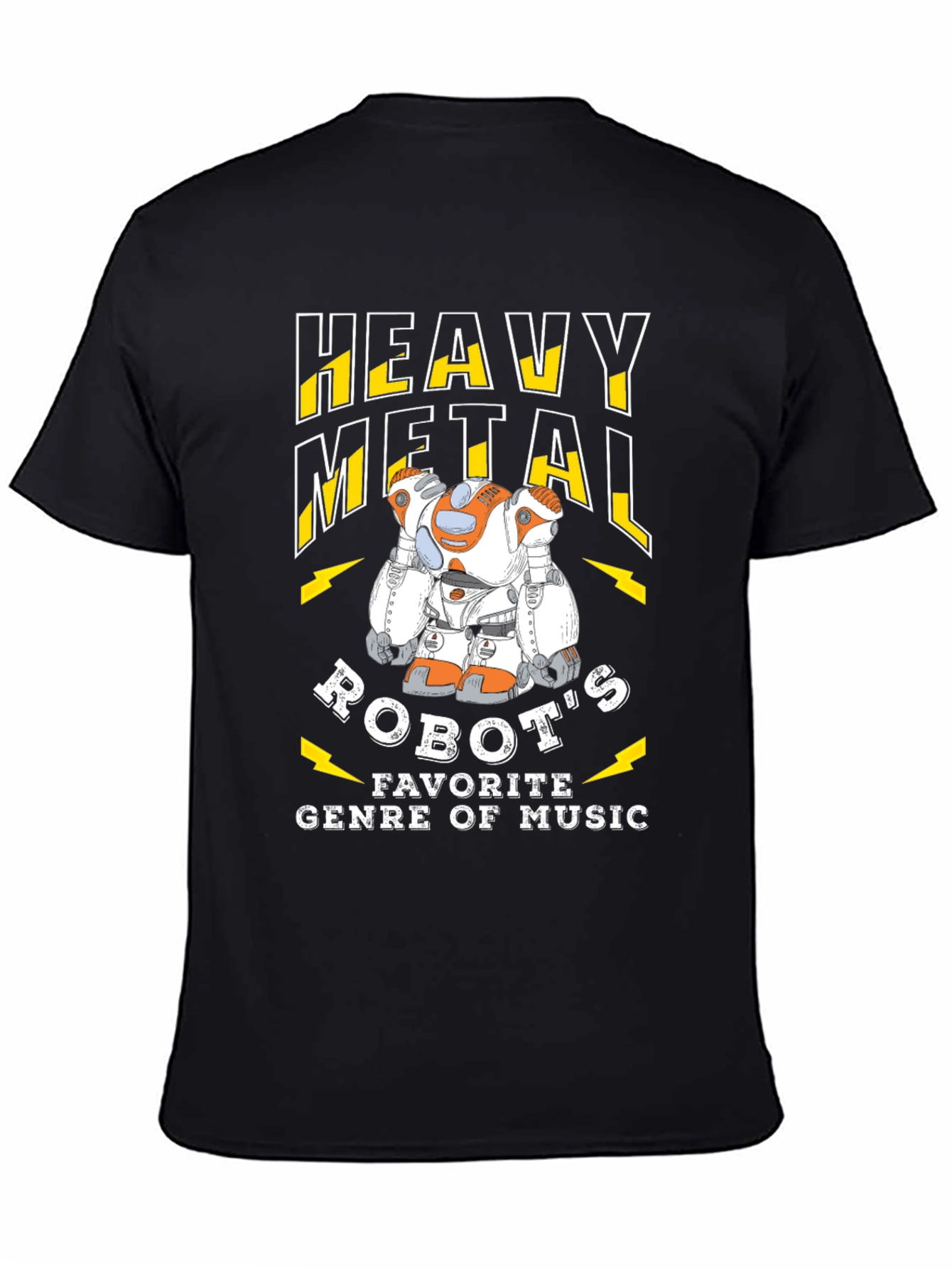 Black Heavy Metal Robot Music Fan T-Shirt view 4