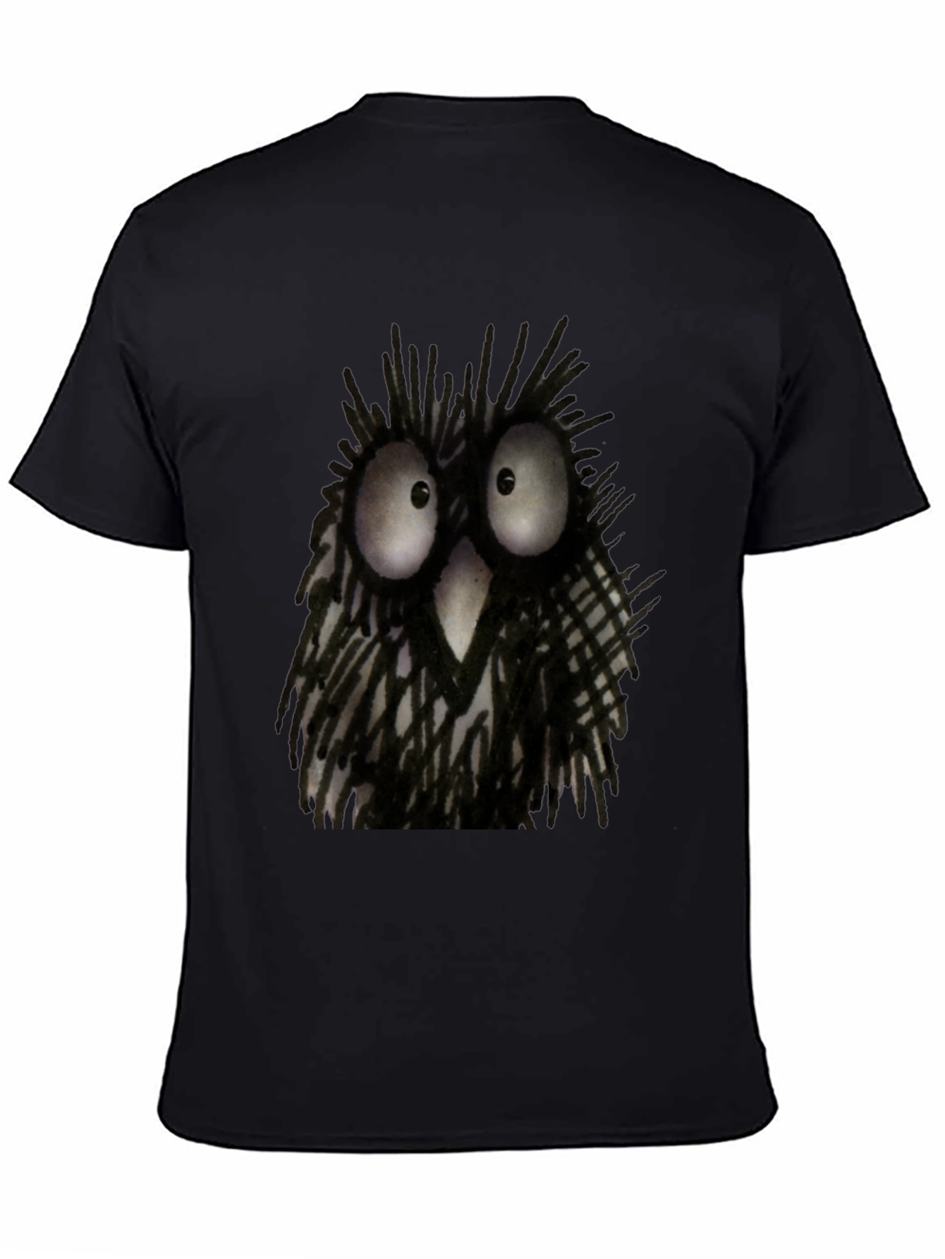 Black Whimsical Owl Graphic Tee - Black Unisex T-Shirt view 4
