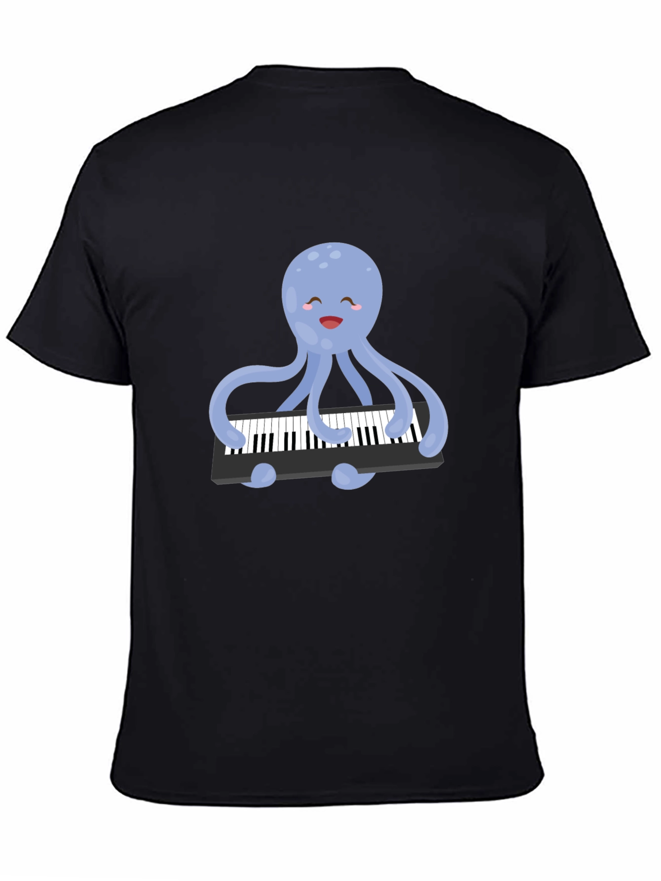 Black Octopus Playing Piano T-Shirt - Unique Design! view 4