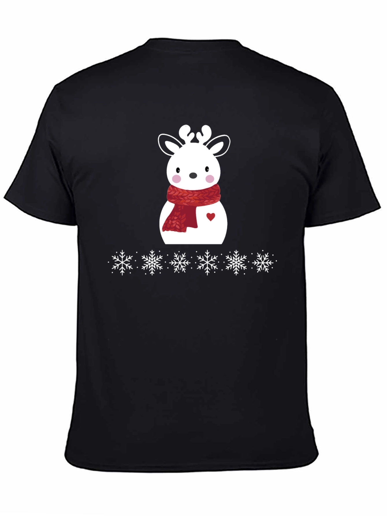 Black Festive Reindeer Holiday T-Shirt - Cute & Comfy! view 4