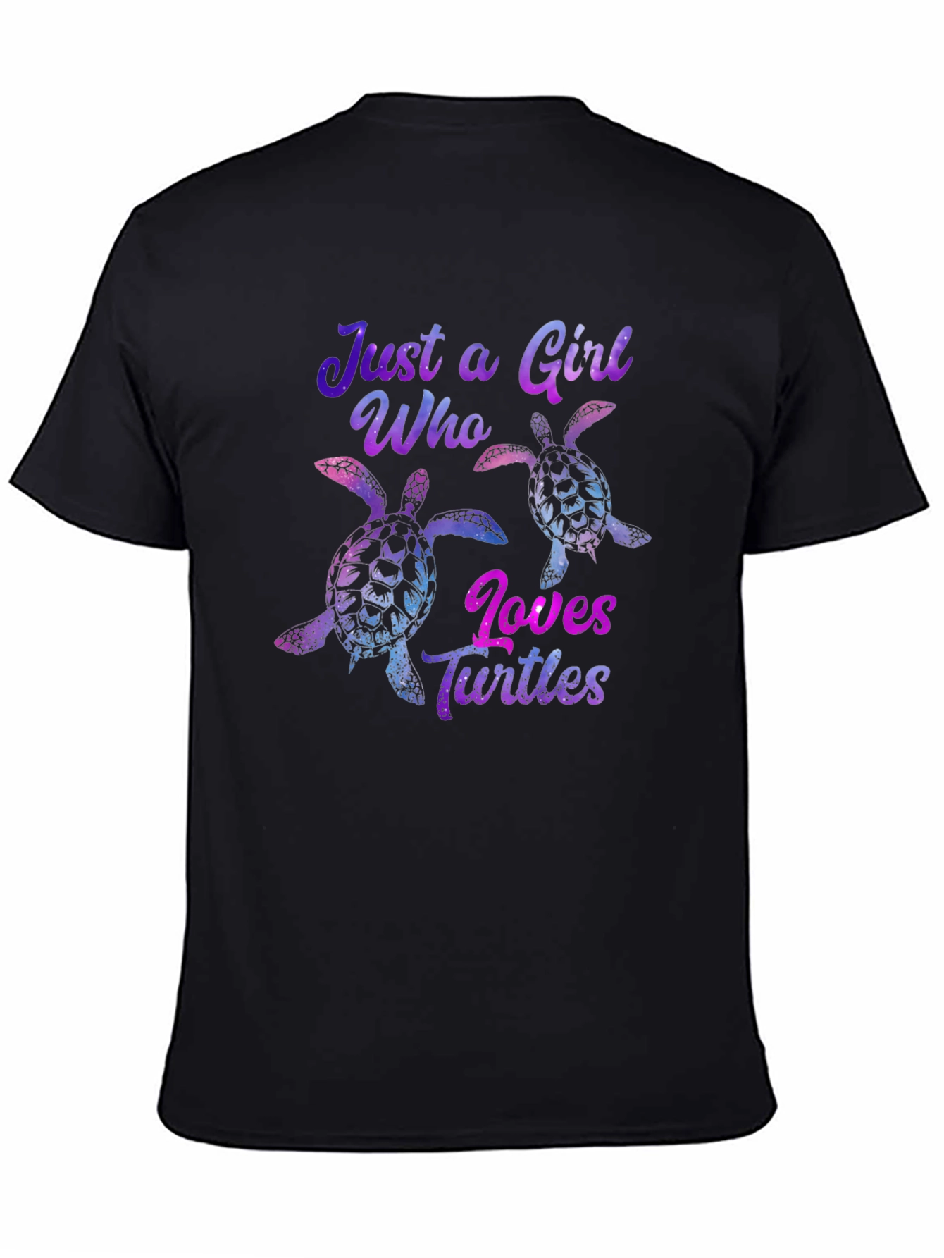 Black Just a Girl Who Loves Turtles Black T-Shirt view 4