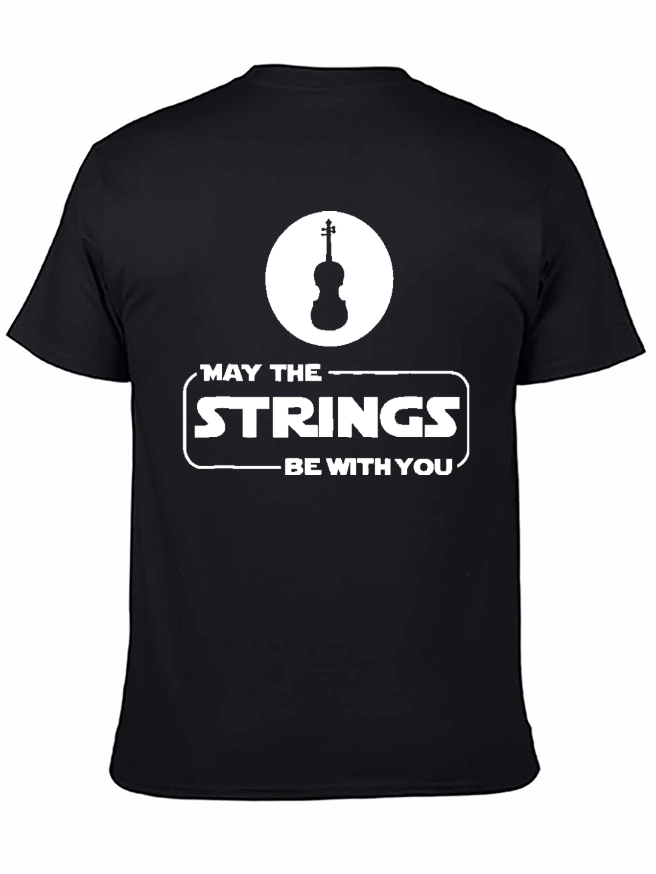 Black May the Strings Be With You T-Shirt view 4