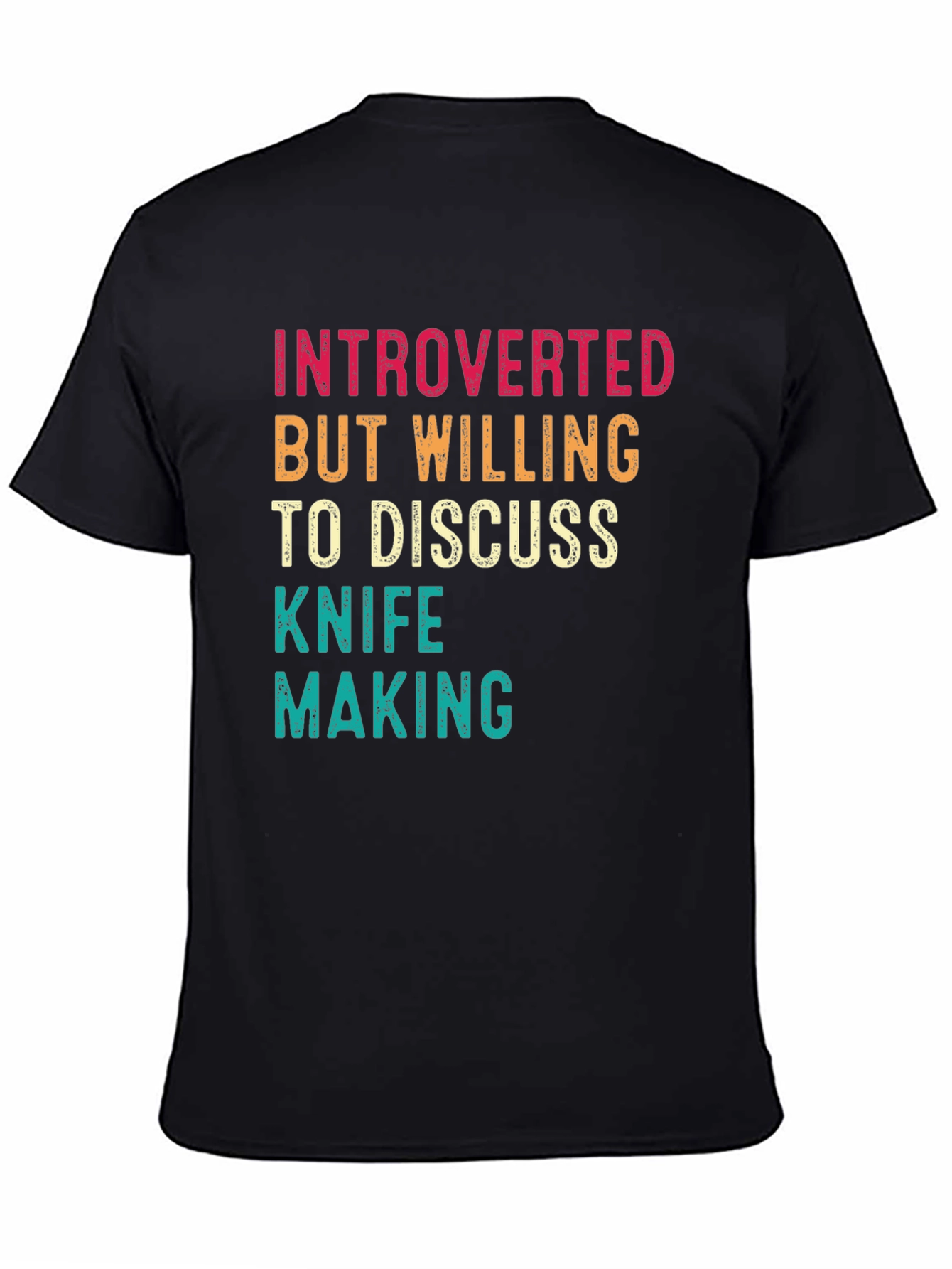 Black Introverted Knife Making Graphic Tee view 4