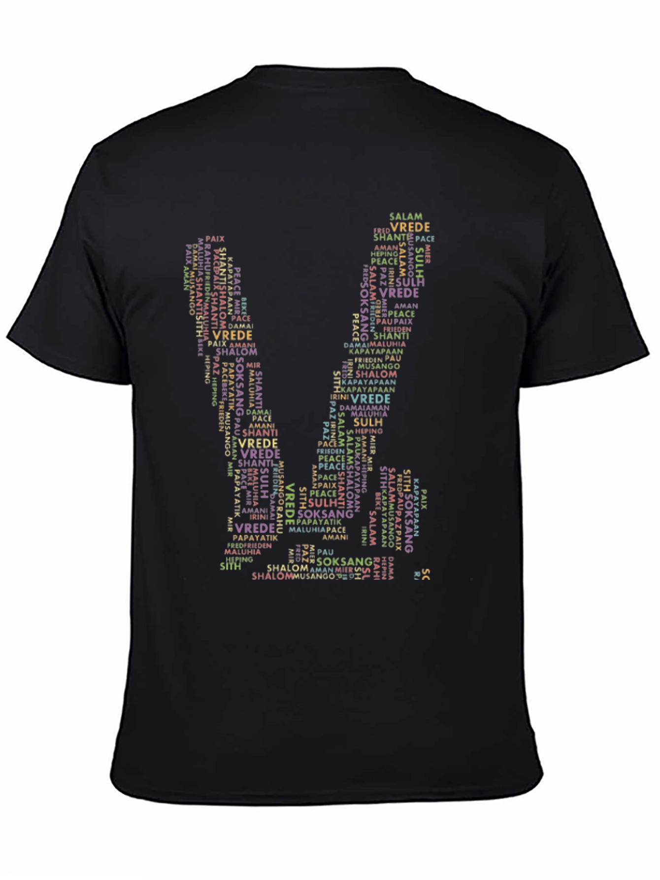 Black Peace Word Cloud T-Shirt view 4