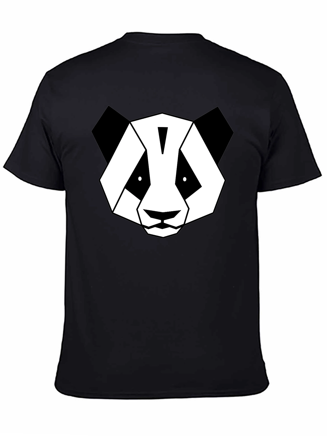 Black Geometric Panda Graphic T-Shirt - Modern Black Tee view 4
