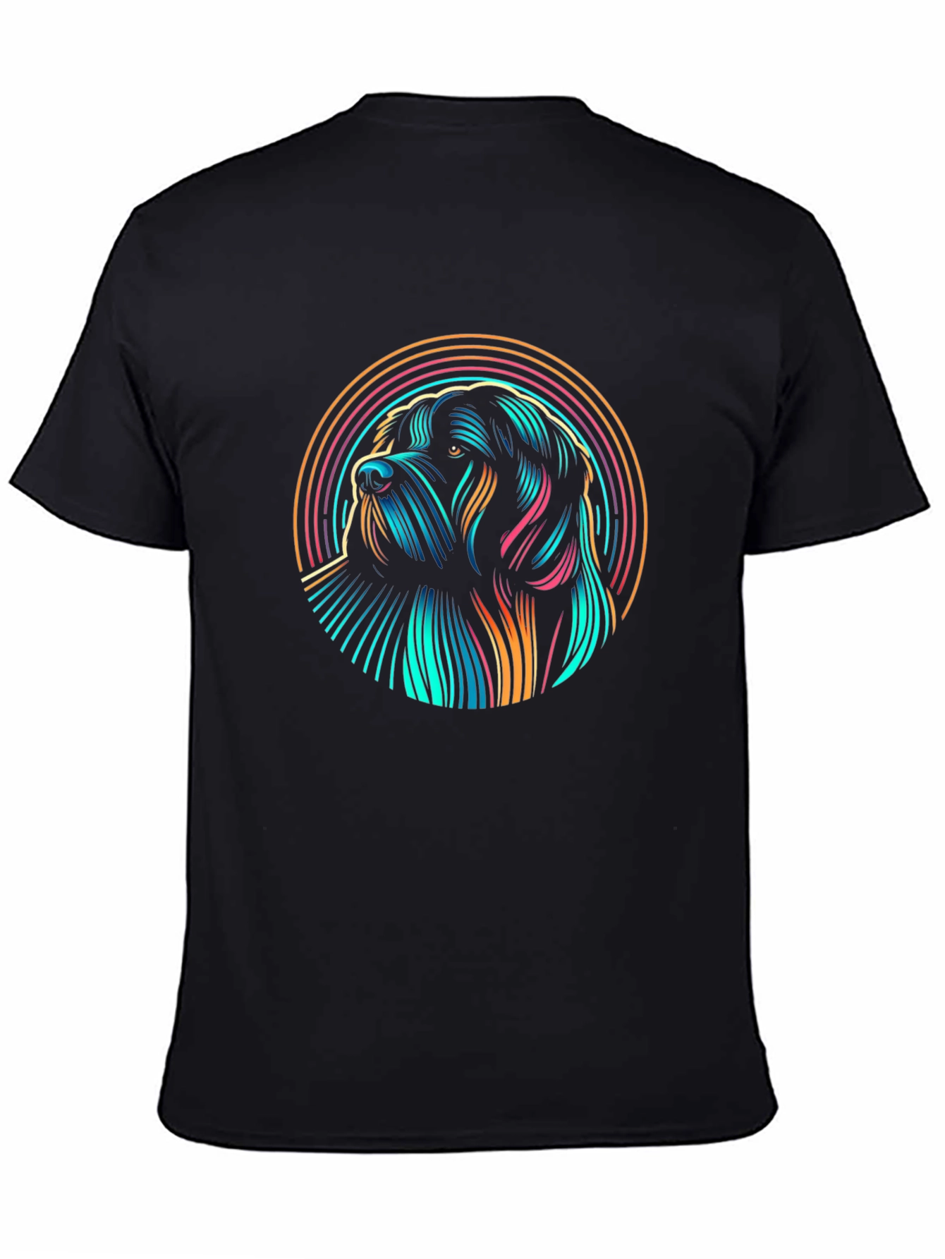 Black Neon Dog Graphic Black T-Shirt view 4