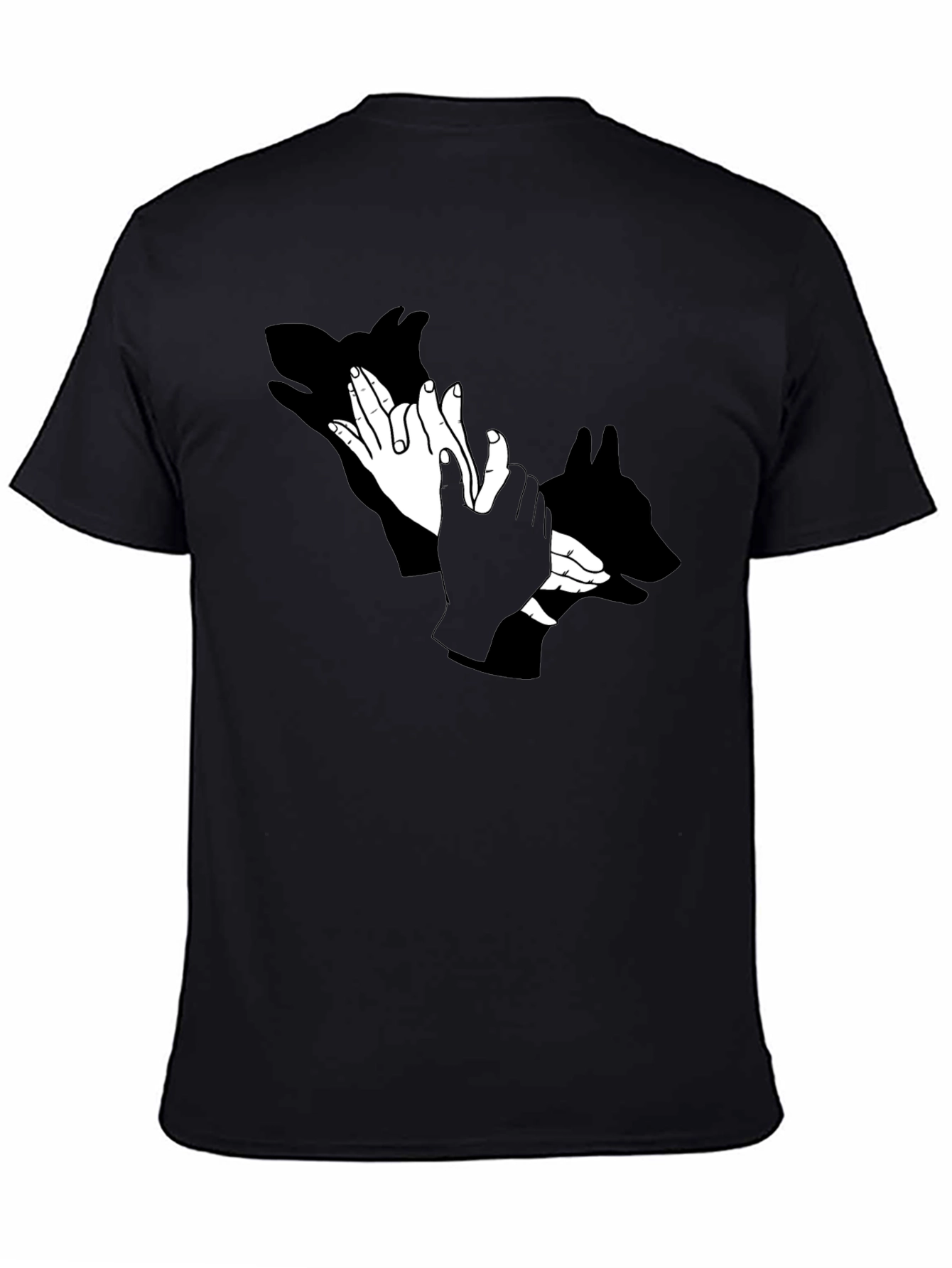 Black Shadow Puppet Hands Graphic Tee - Unique Design view 4
