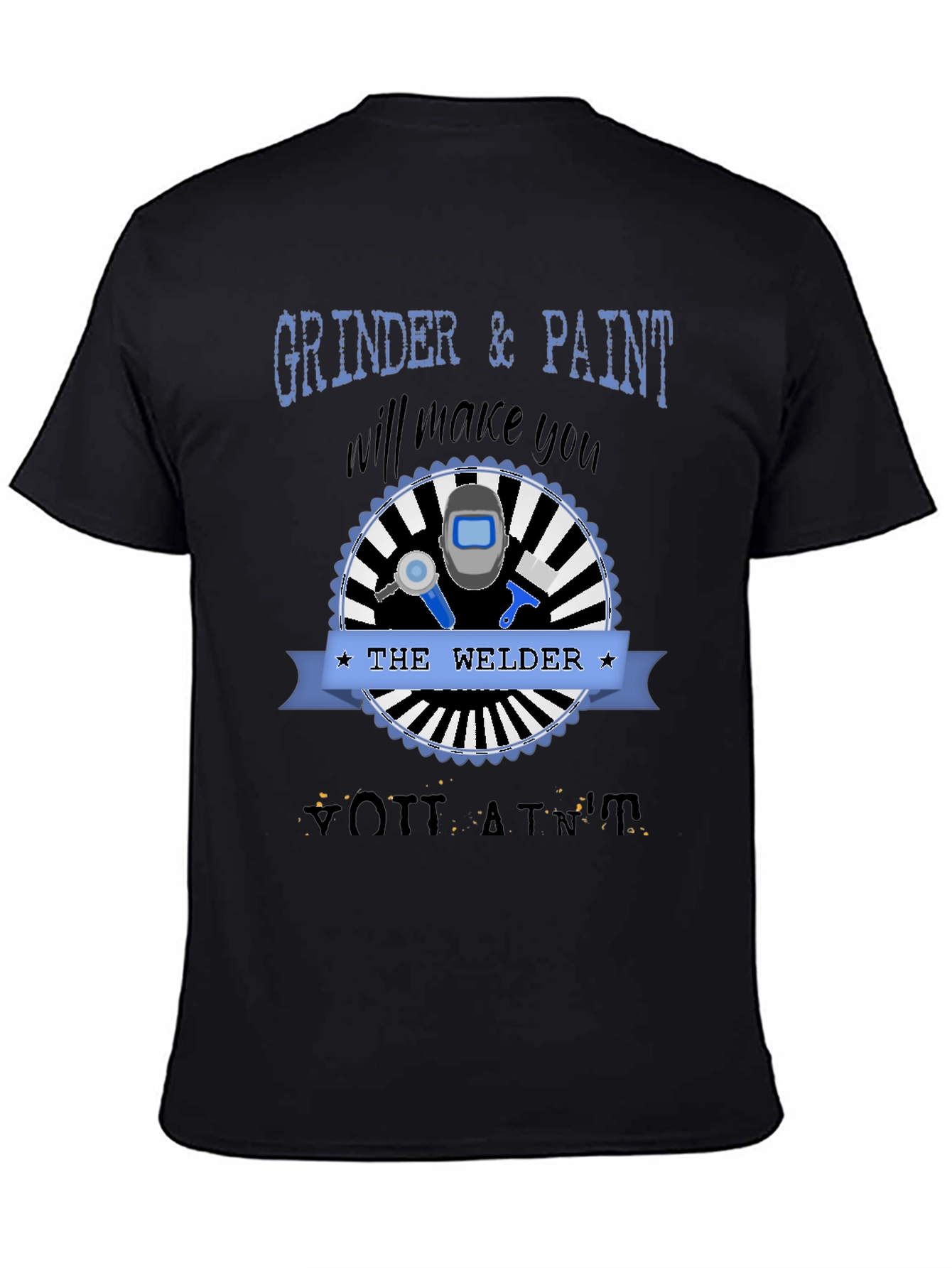 Black Grinder & Paint Welder T-Shirt - Black Crew Neck Tee view 4