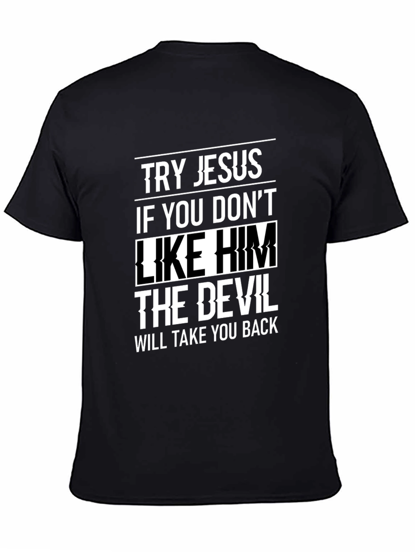 Black Try Jesus Graphic Tee - Soft Black Cotton view 4