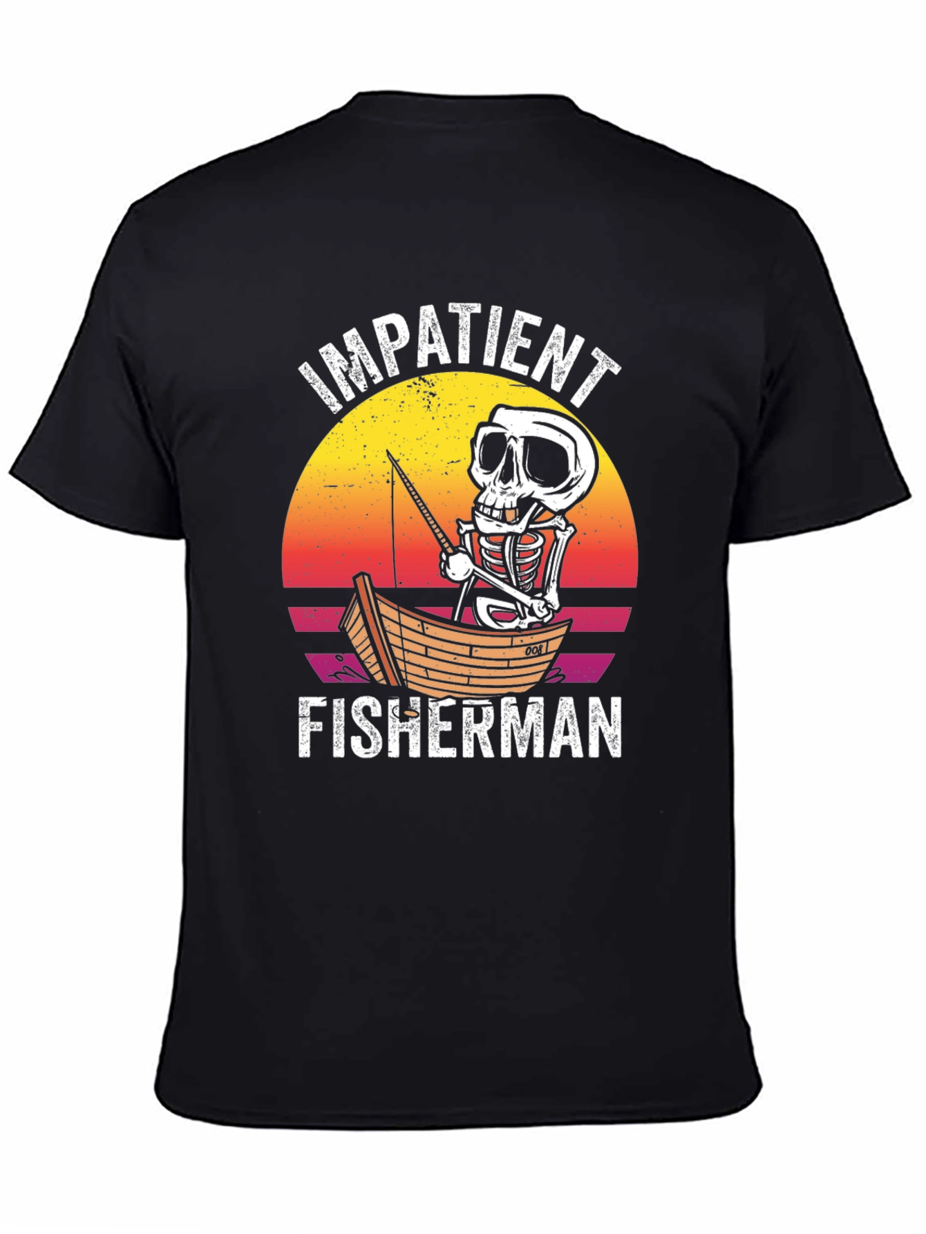 Black Impatient Fisherman Graphic T-Shirt view 4