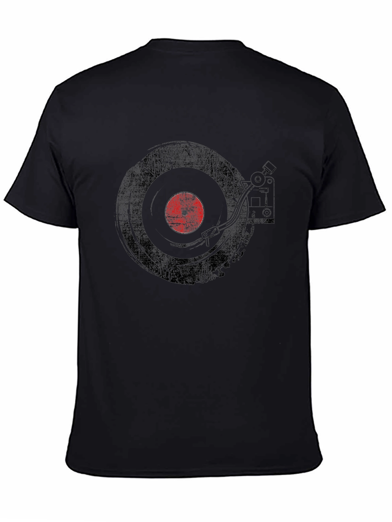Black Vintage Record Player Graphic Tee - Black view 4