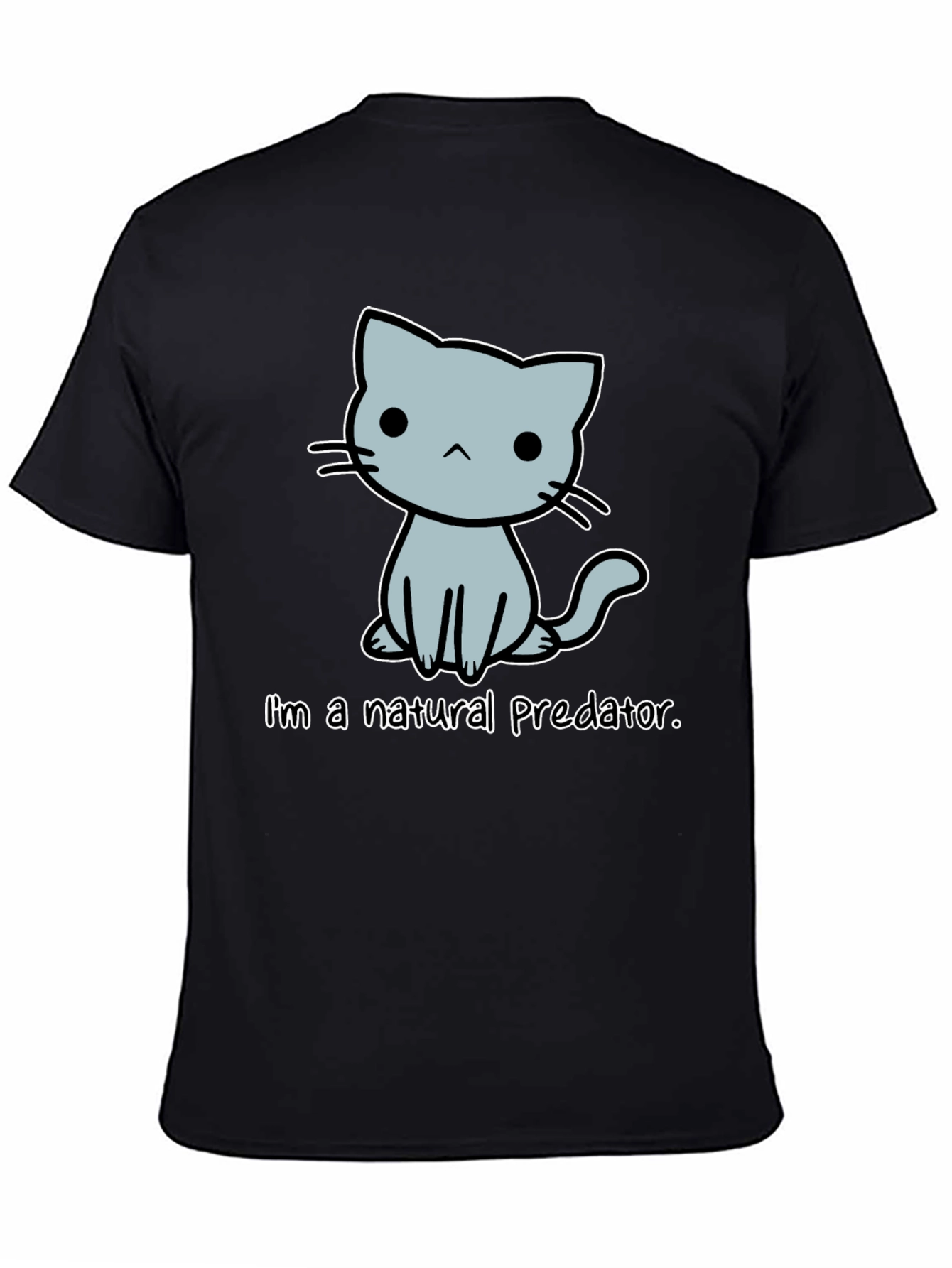 Black Natural Predator Cat Graphic Tee - Unisex Cotton T-Shirt view 4
