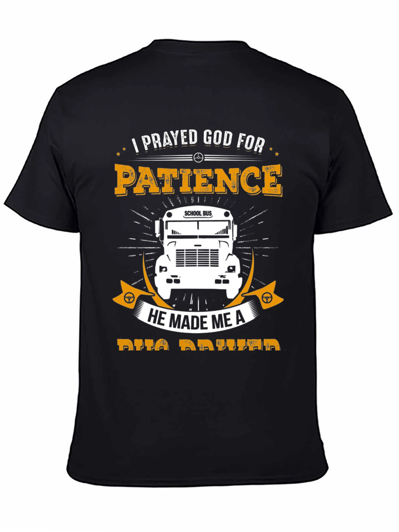 Black Patience School Bus Driver T-Shirt view 4