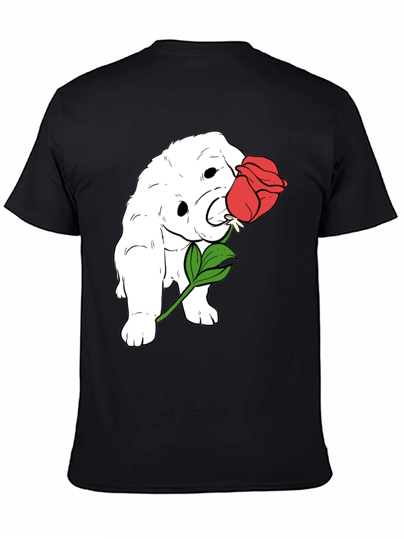 Black Dog with Rose Graphic T-Shirt view 4