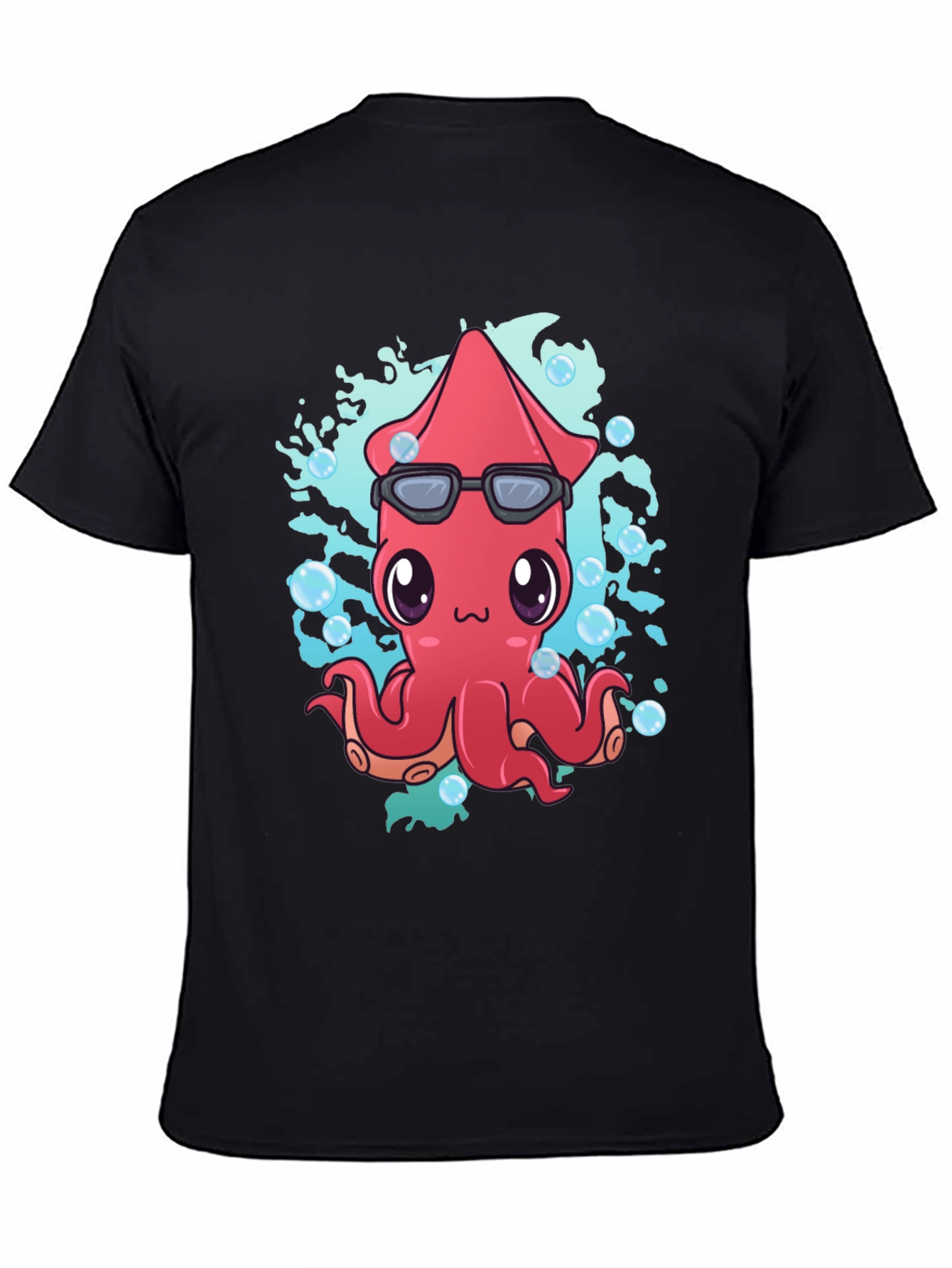 Black Cool Squid Graphic T-Shirt view 4