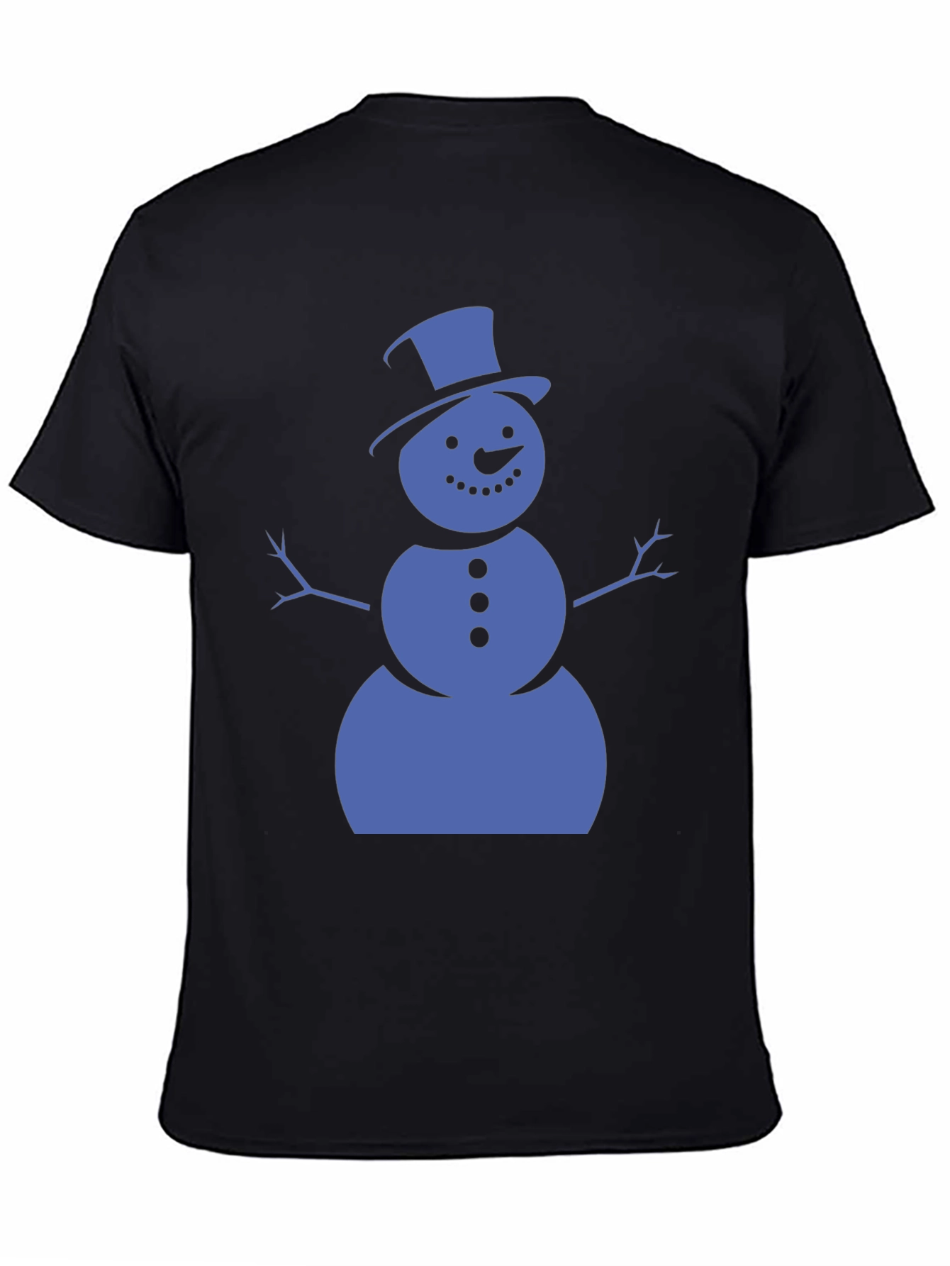 Black Snowman Graphic Tee - Black Cotton Shirt view 4