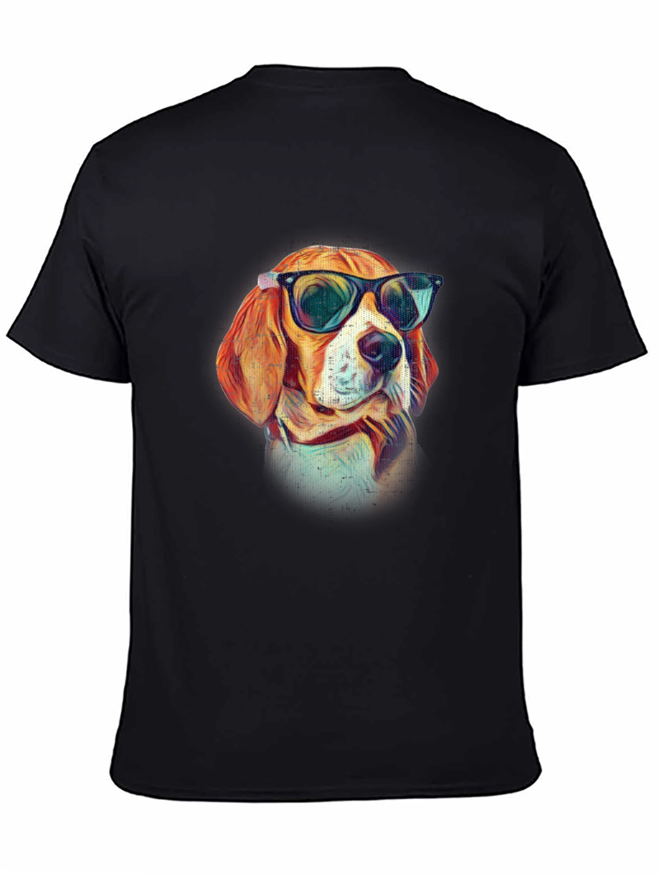 Black Cool Dog T-Shirt - Beagle with Sunglasses view 4