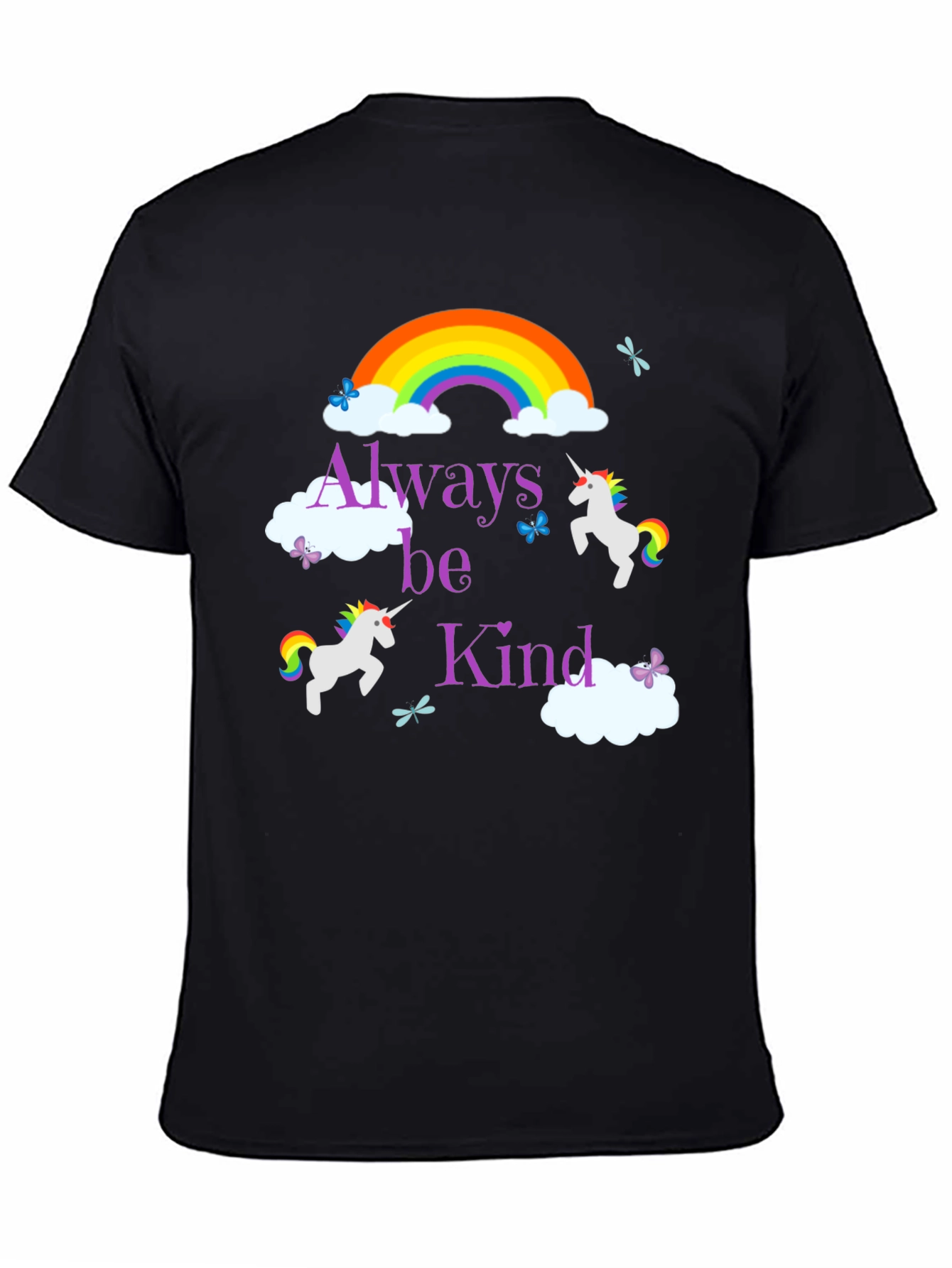 Black Always Be Kind Unicorn Rainbow T-Shirt view 4