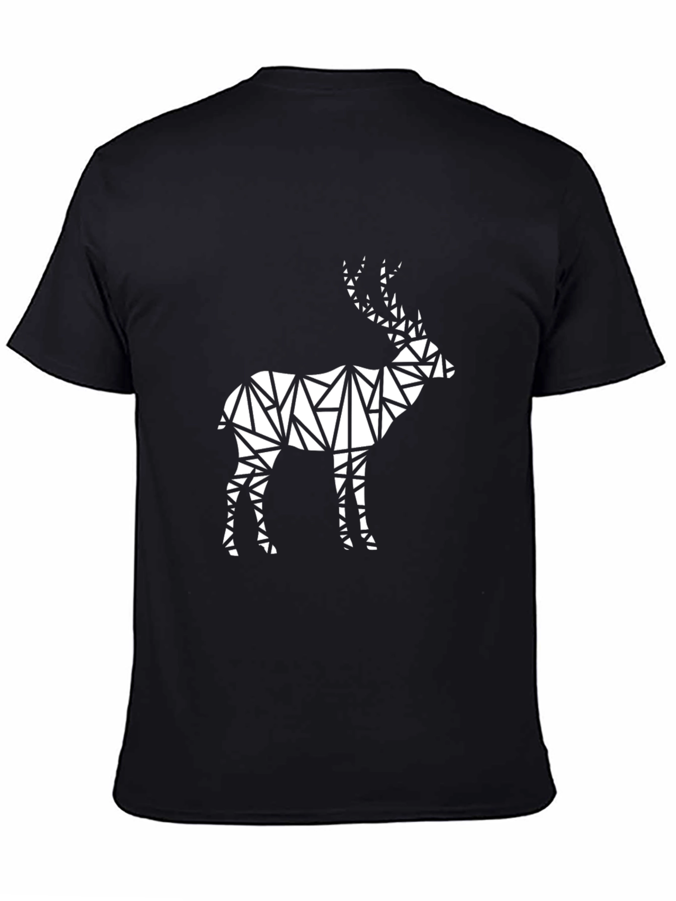 Black Geometric Deer Graphic Tee - Modern Black T-Shirt view 4