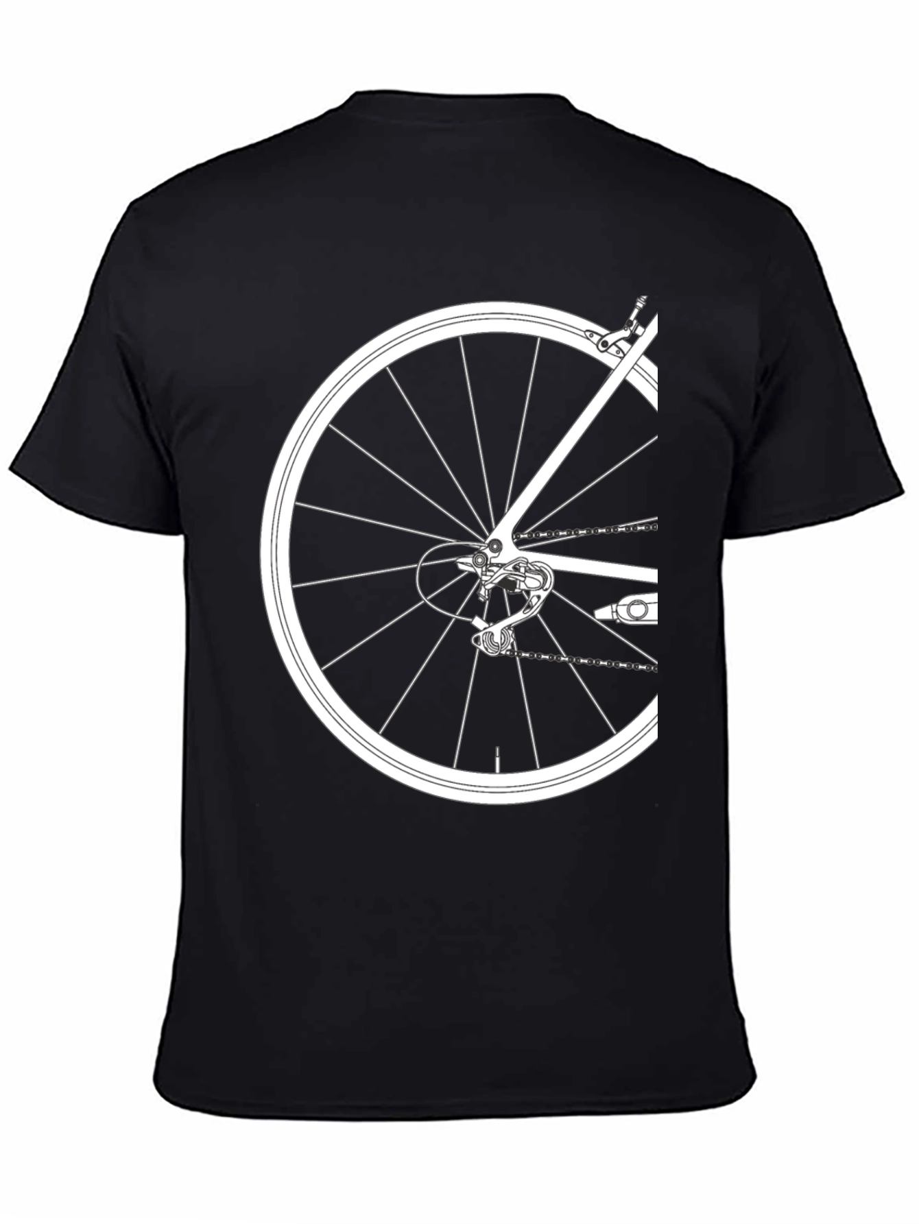 Black Bike Wheel Graphic Tee - Black Cotton T-Shirt view 4