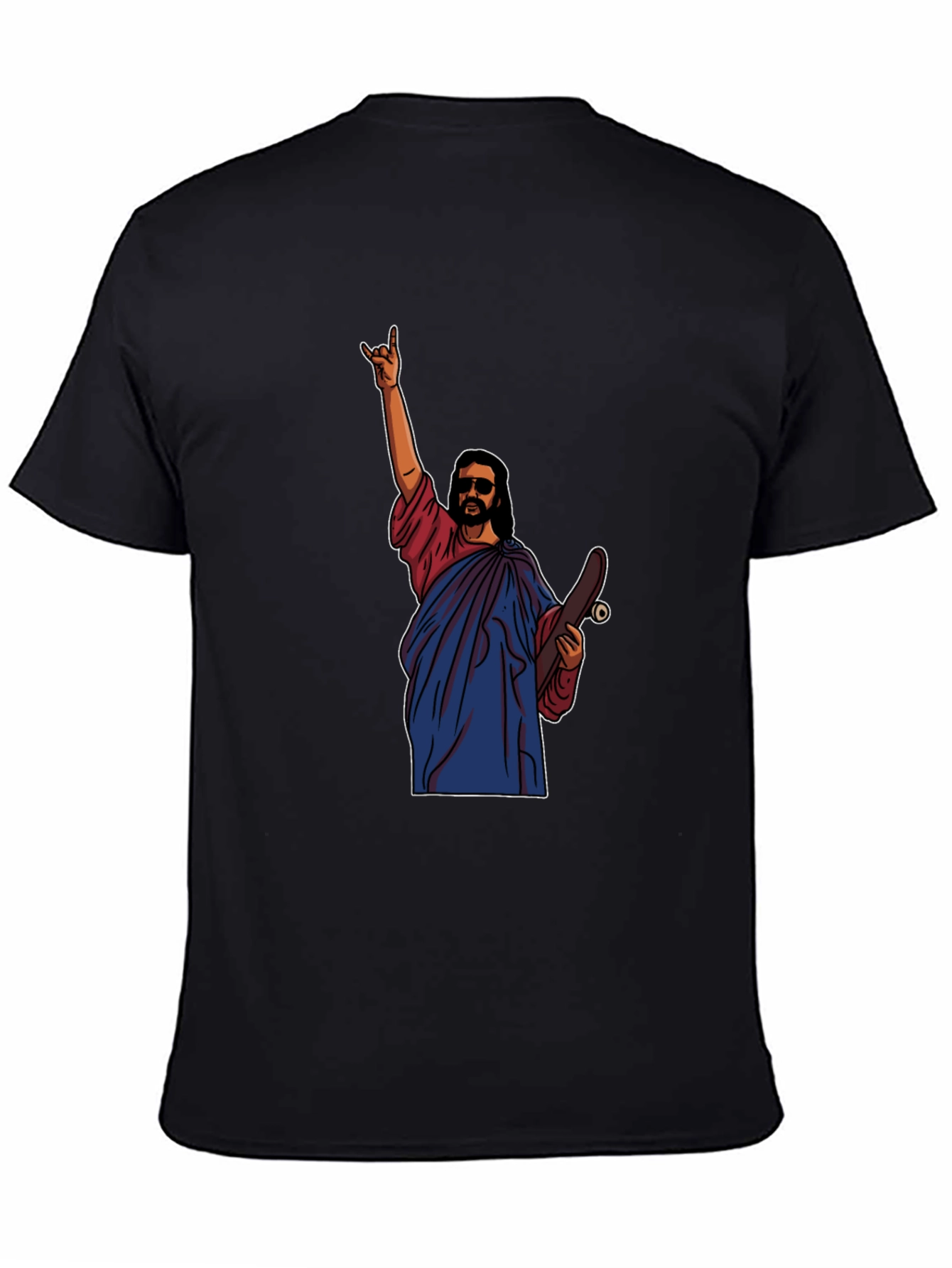 Black Skateboarding Jesus T-Shirt - Religious Humor view 4