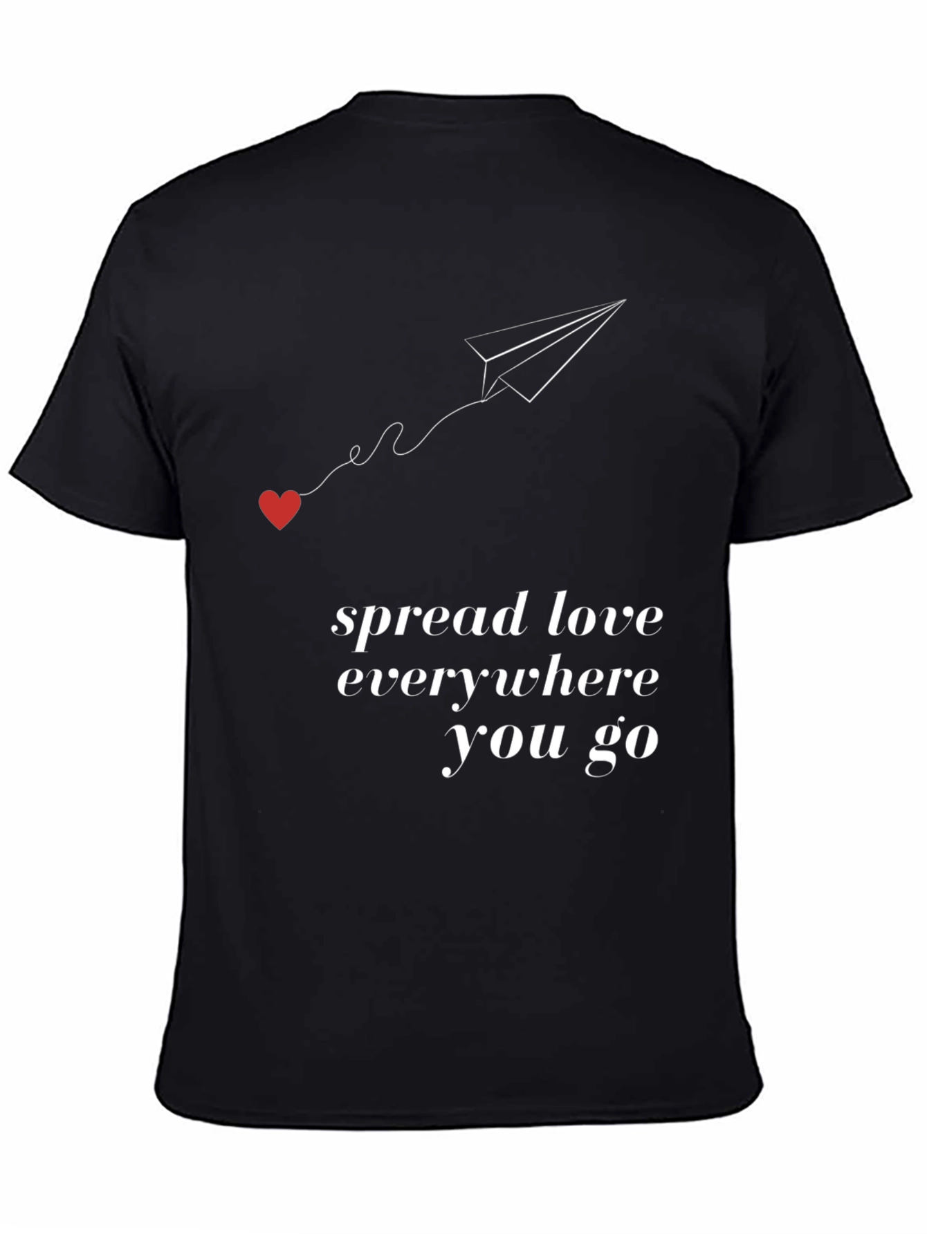 Black Spread Love Tee - Airplane Heart Graphic view 4