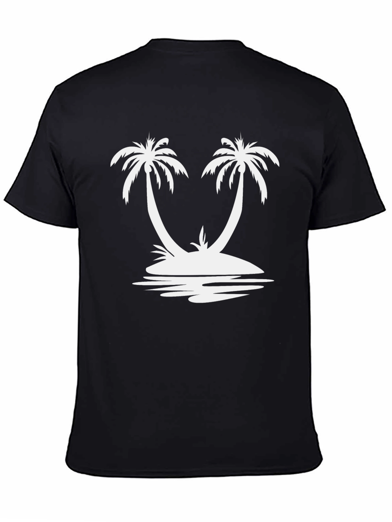 Black Palm Tree Island Graphic Tee - Relaxed Fit Black T-Shirt view 4