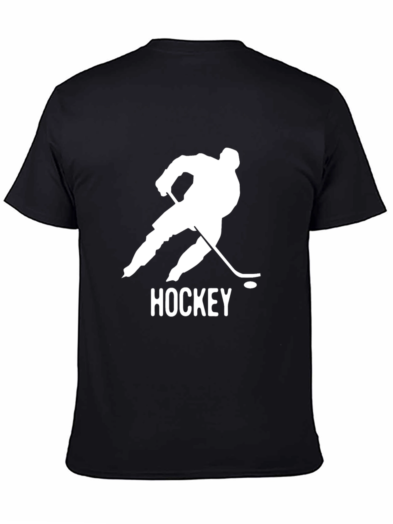 Black Hockey Player Graphic Tee - Stylish Black Cotton T-Shirt view 4