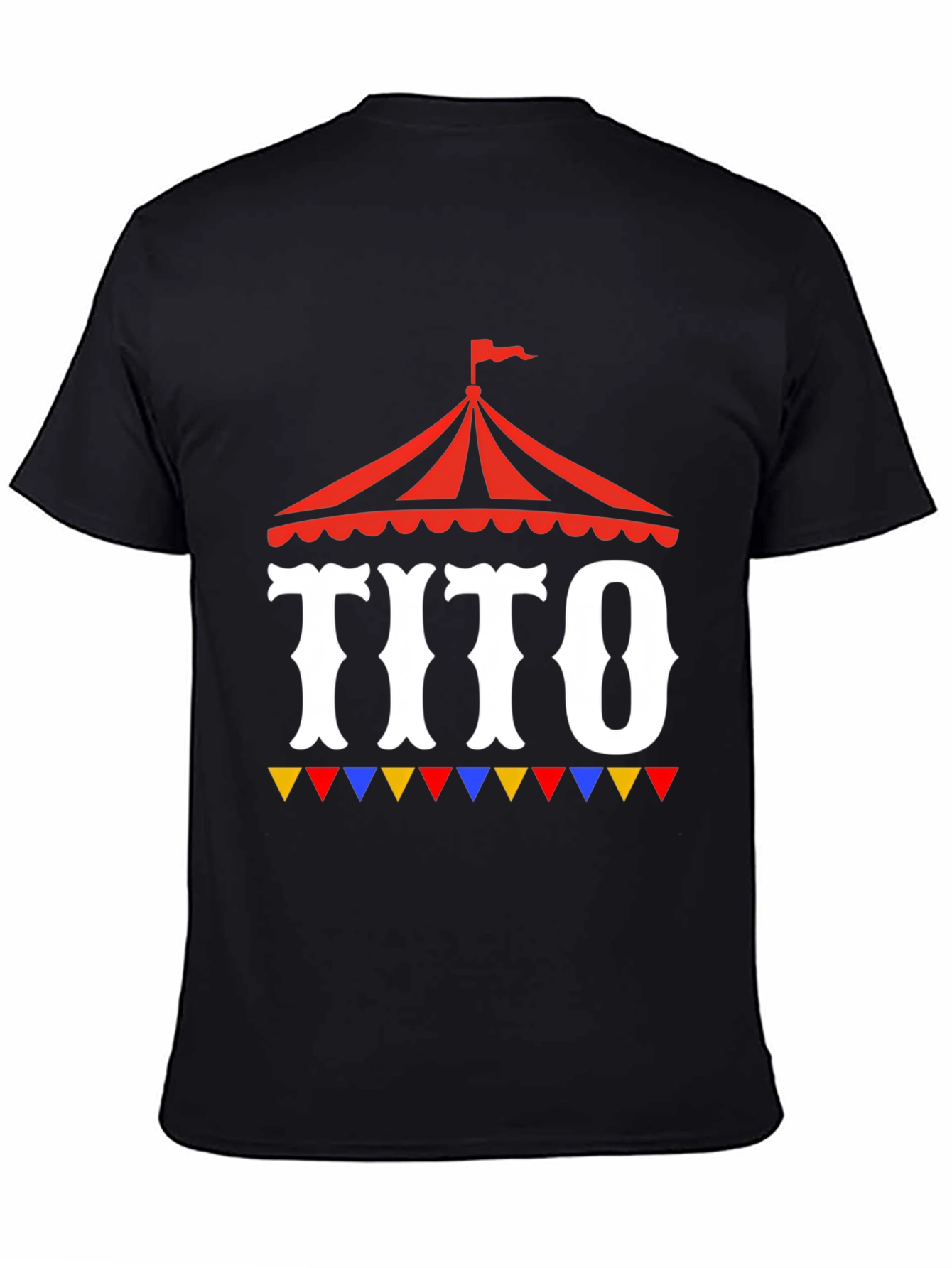 Black Tito Circus Tent Graphic Tee - Fun Party Shirt view 4