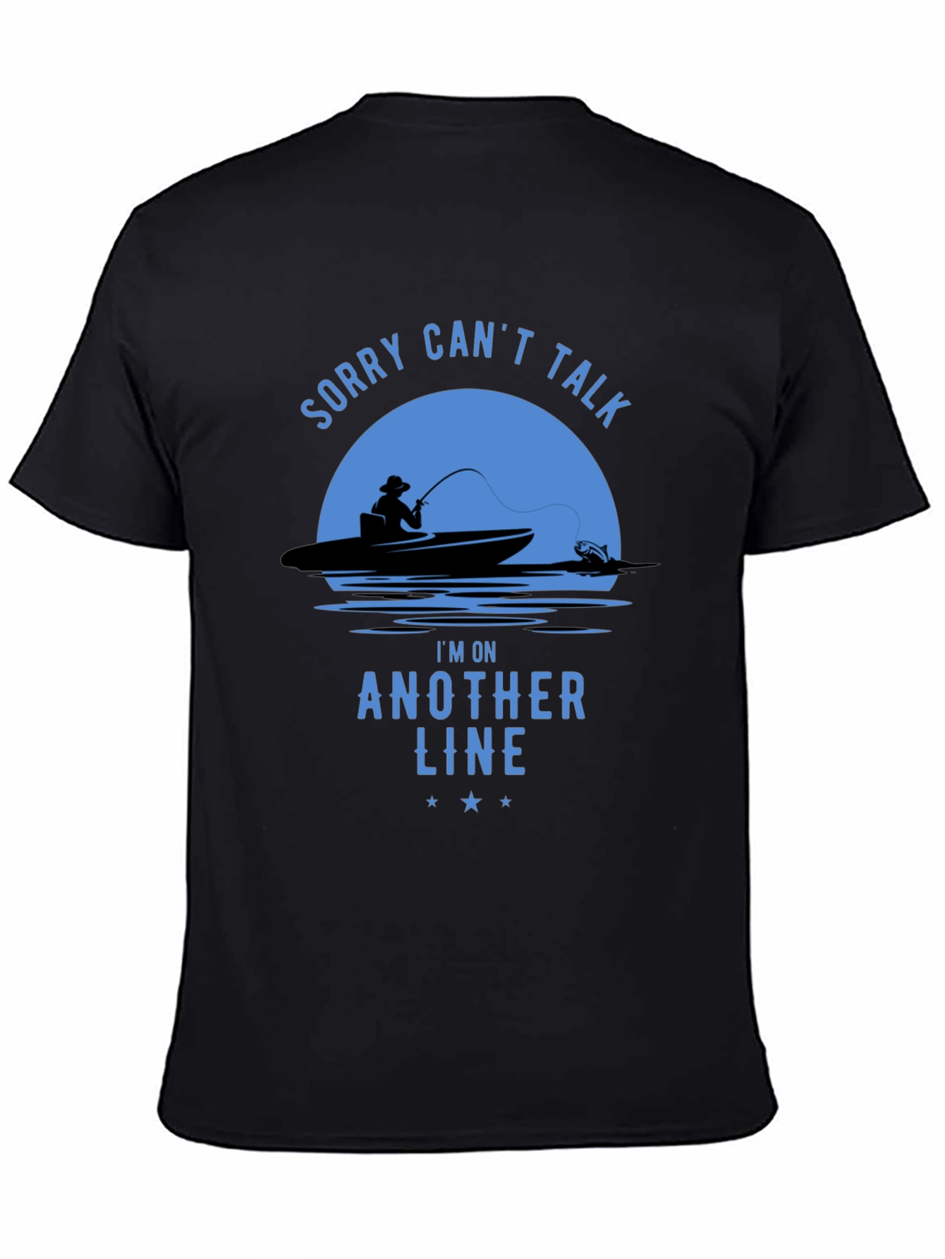 Black Fishing T-Shirt - Sorry Can't Talk, Fisherman Tee view 4