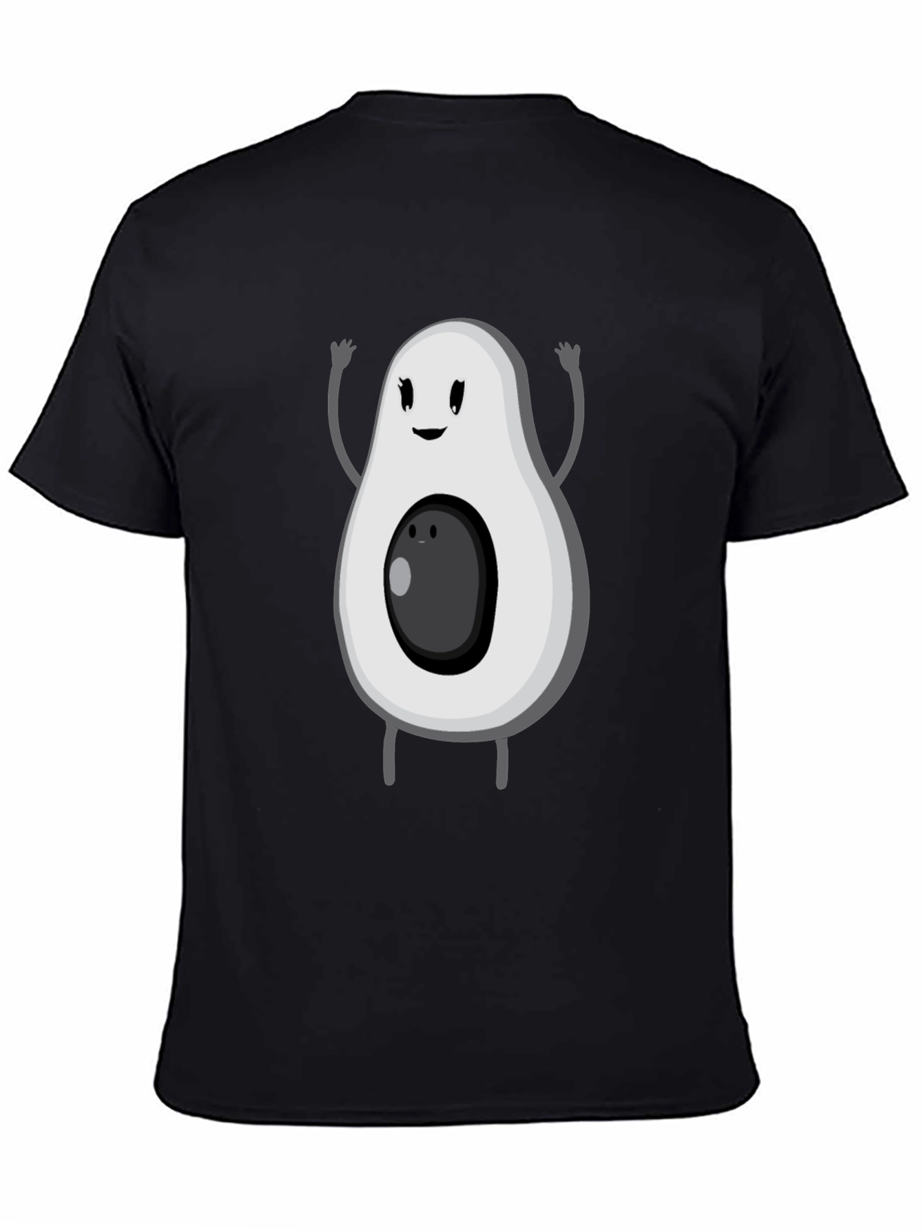 Black Funny Avocado Cartoon Graphic Tee - Black T-Shirt view 4