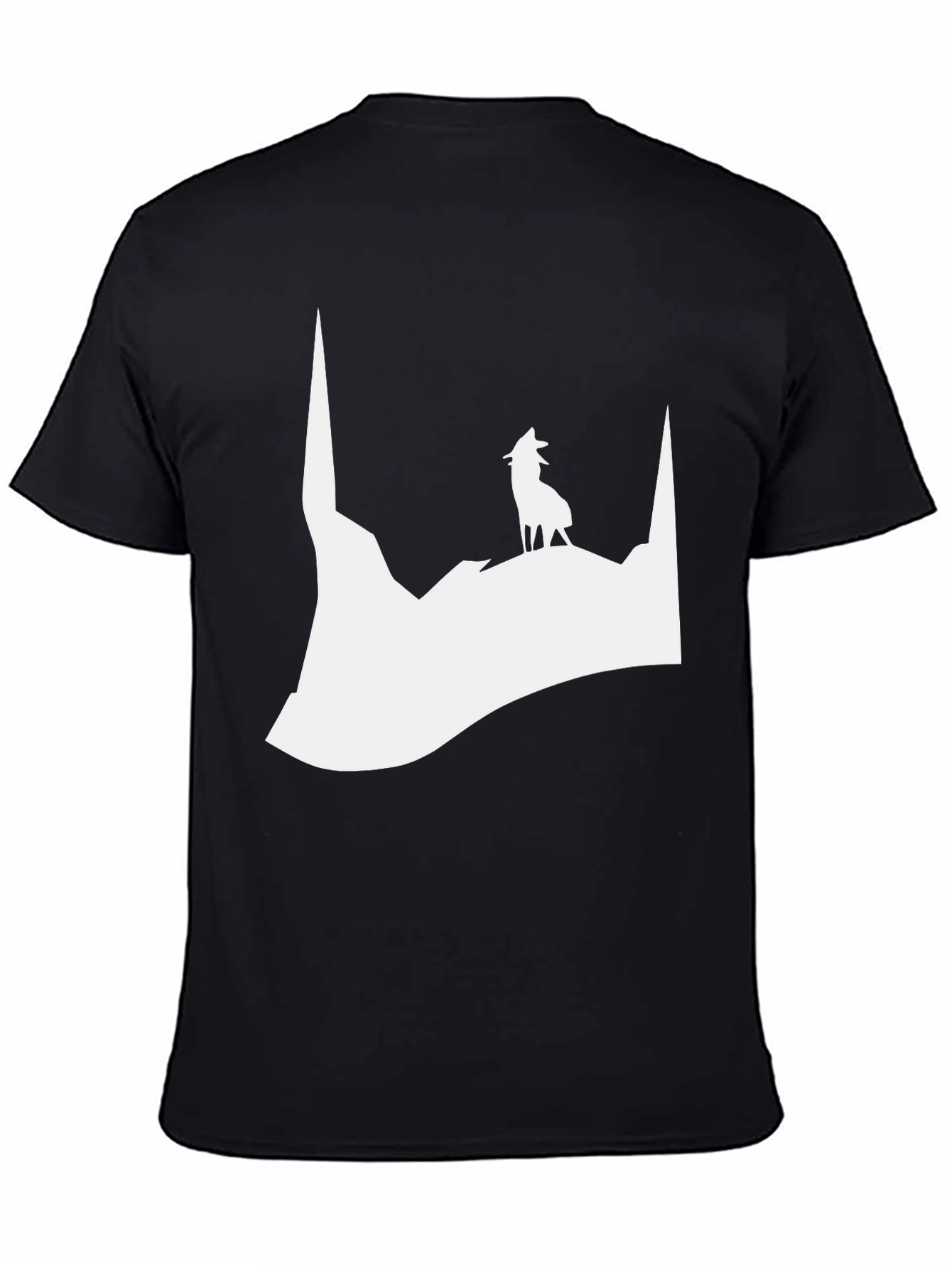 Black Wolf Silhouette Black T-Shirt view 4
