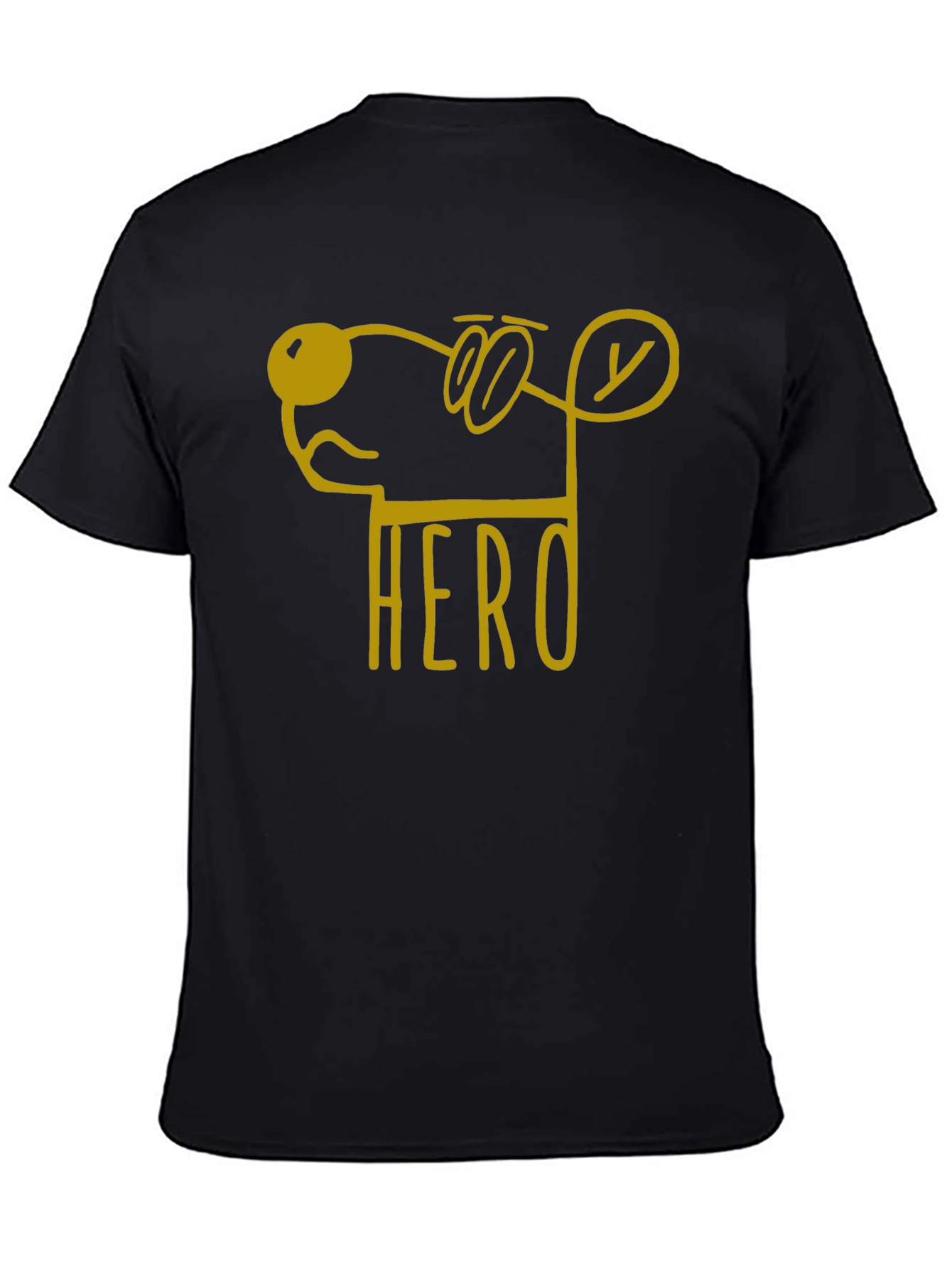 Black Hero Dog Cartoon Graphic Tee - Unisex Black T-Shirt view 4