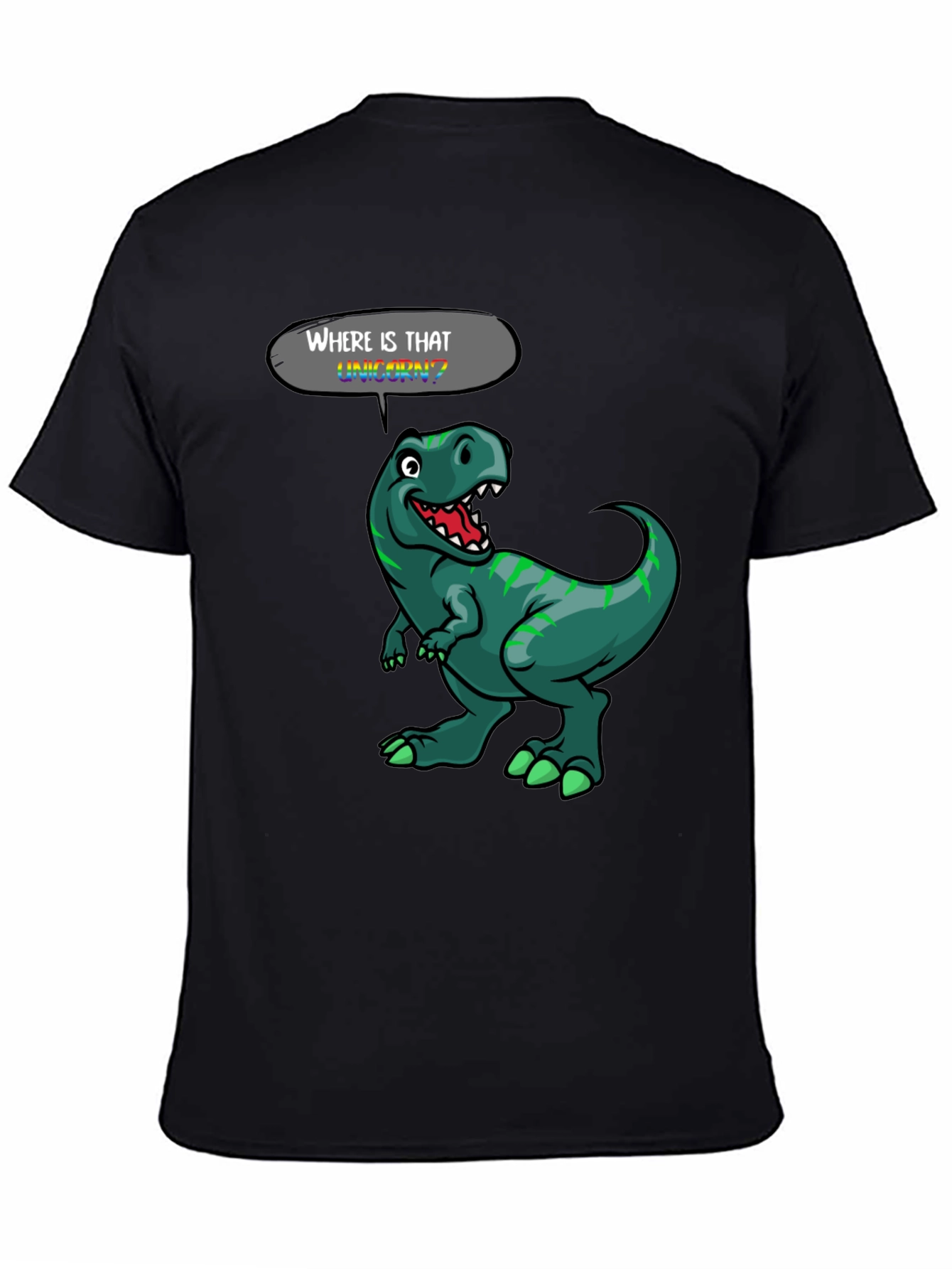Black Dinosaur T-Shirt - Where is That Unicorn? view 4