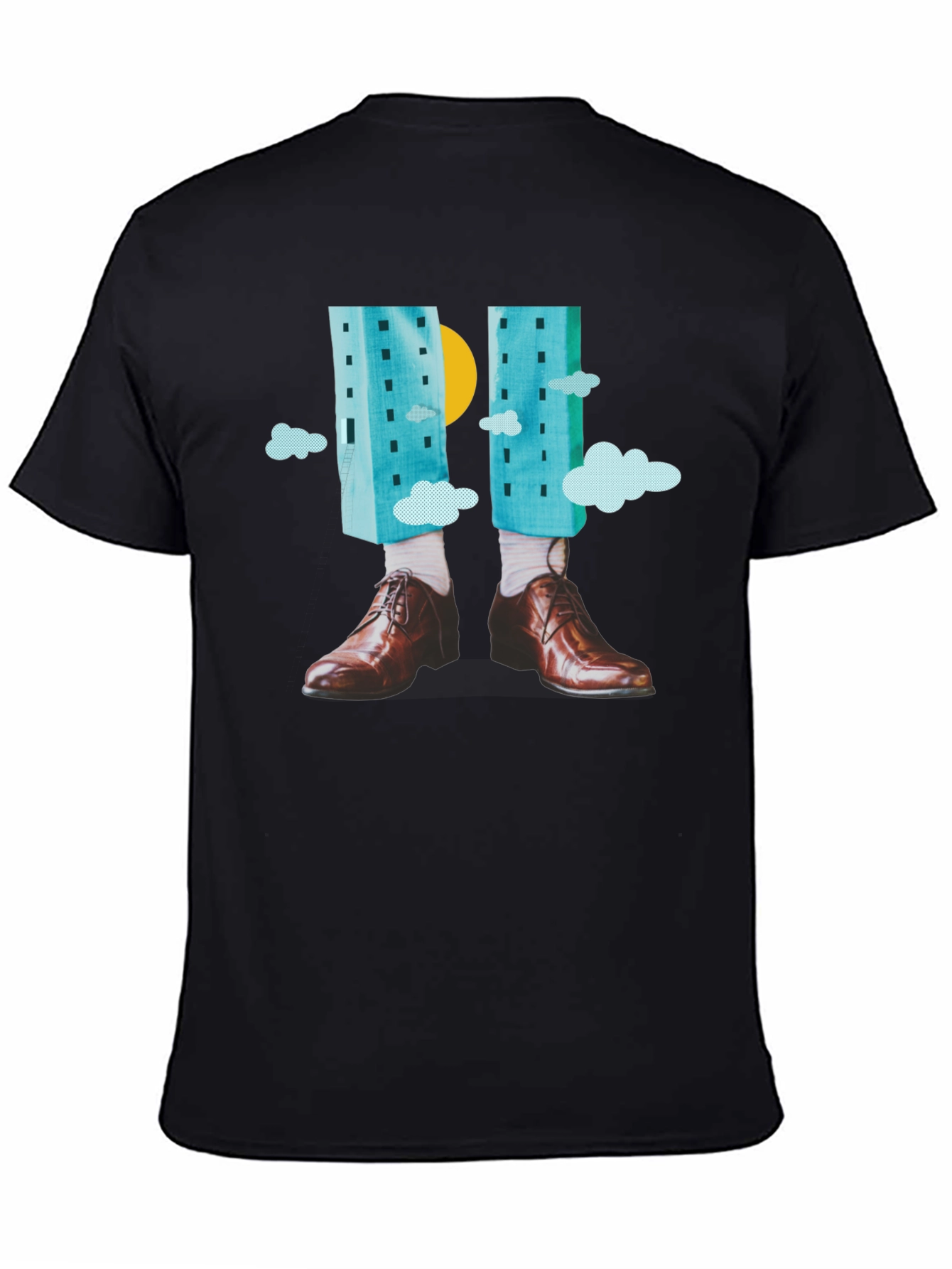 Black Abstract Cityscape Graphic Tee - Modern Art T-Shirt view 4