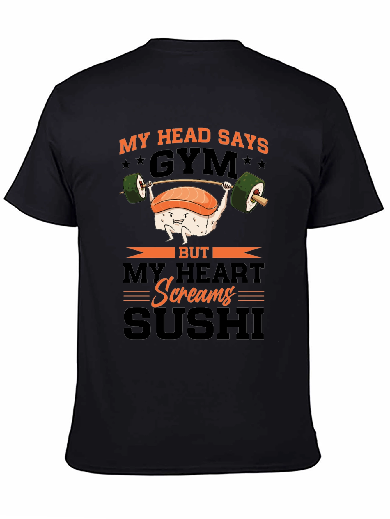 Black Sushi Gym T-Shirt - Humorous Workout Tee view 4