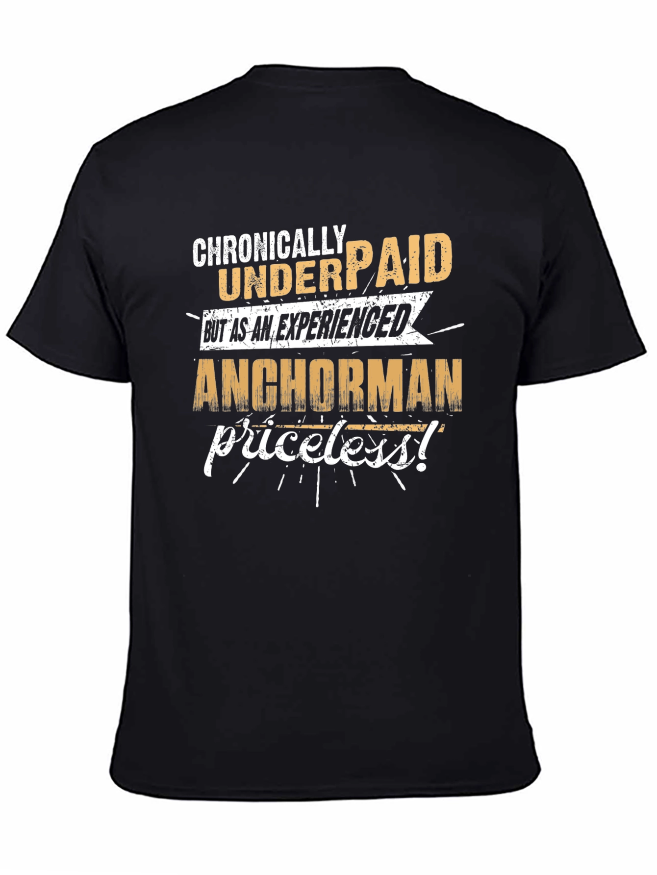 Black Chronically Underpaid Anchorman Graphic Tee view 4