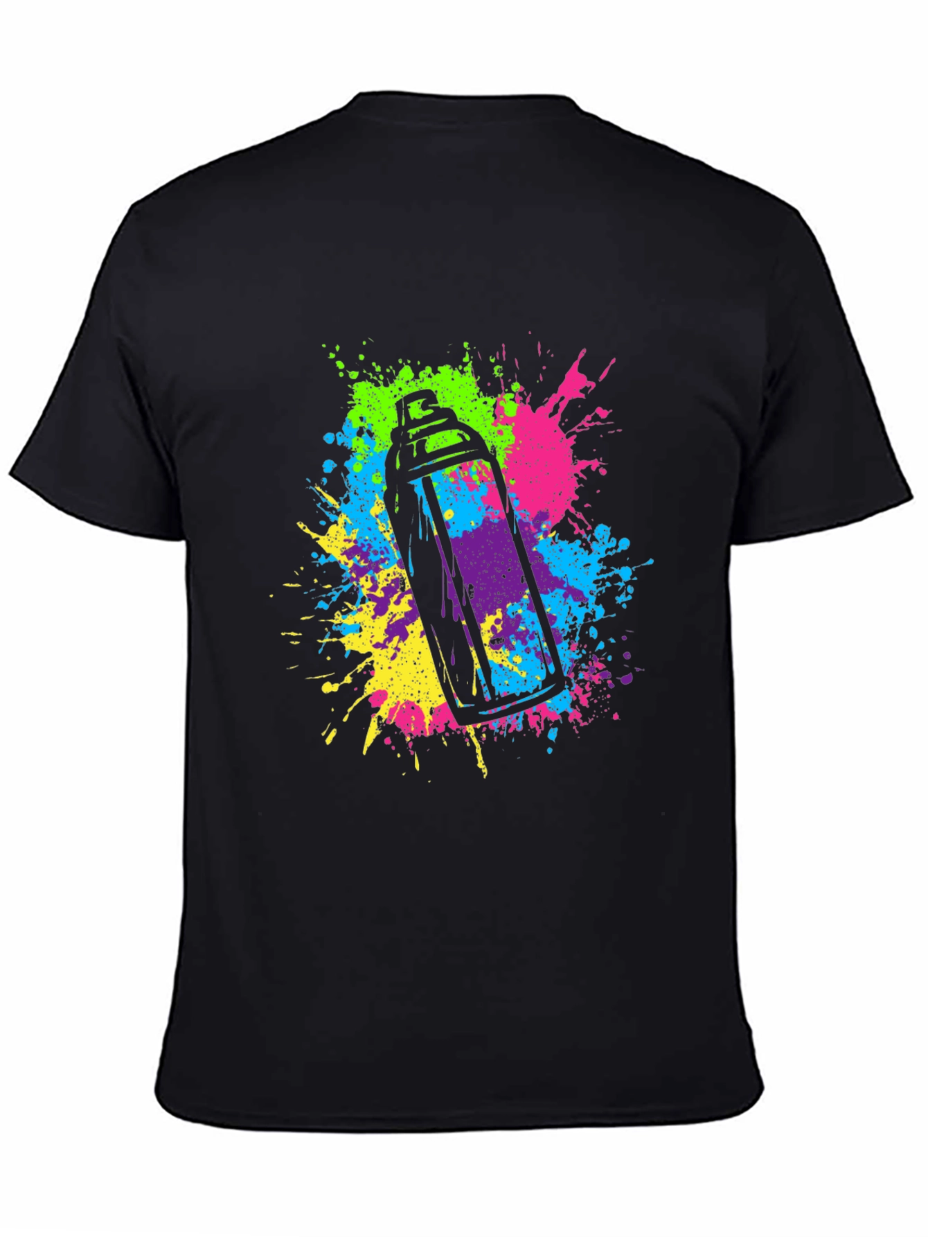 Black Colorful Spray Paint Graphic T-Shirt view 4