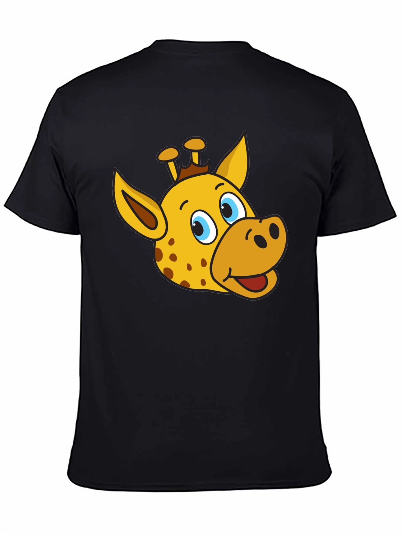 Black Giraffe Cartoon Graphic Tee - Black T-Shirt view 4
