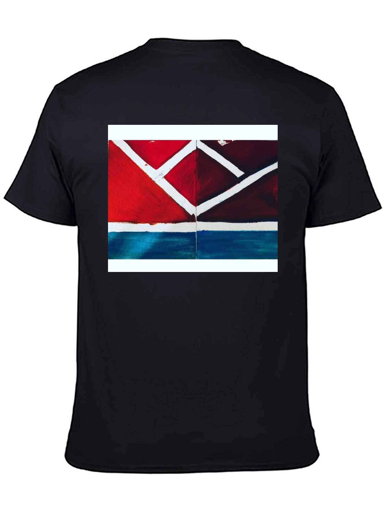 Black Abstract Geometric T-Shirt - Modern Art Tee view 4