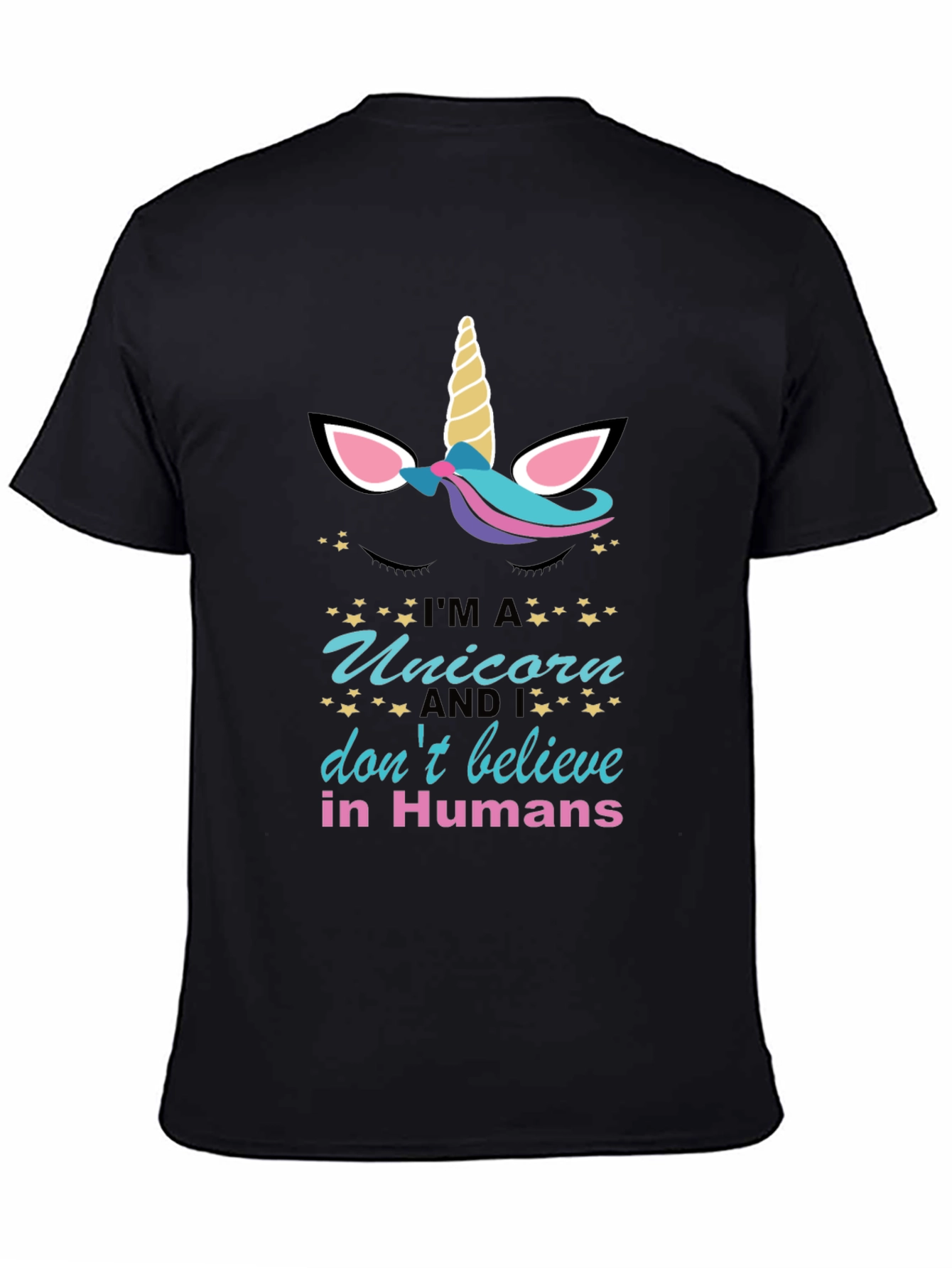 Black Unicorn Graphic T-Shirt: I Don't Believe in Humans view 4