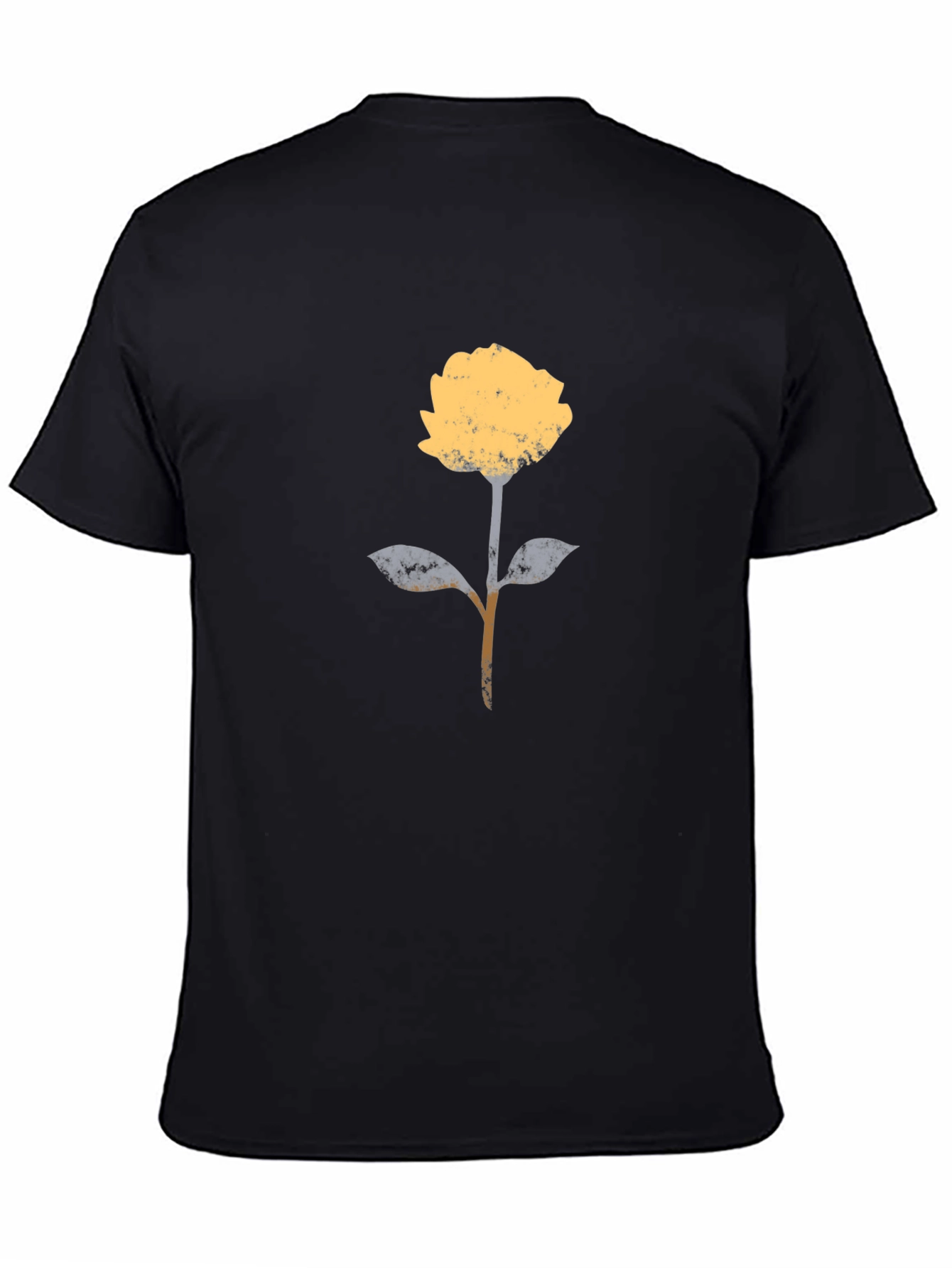 Black Modern Floral Graphic T-Shirt - Black Cotton Blend view 4