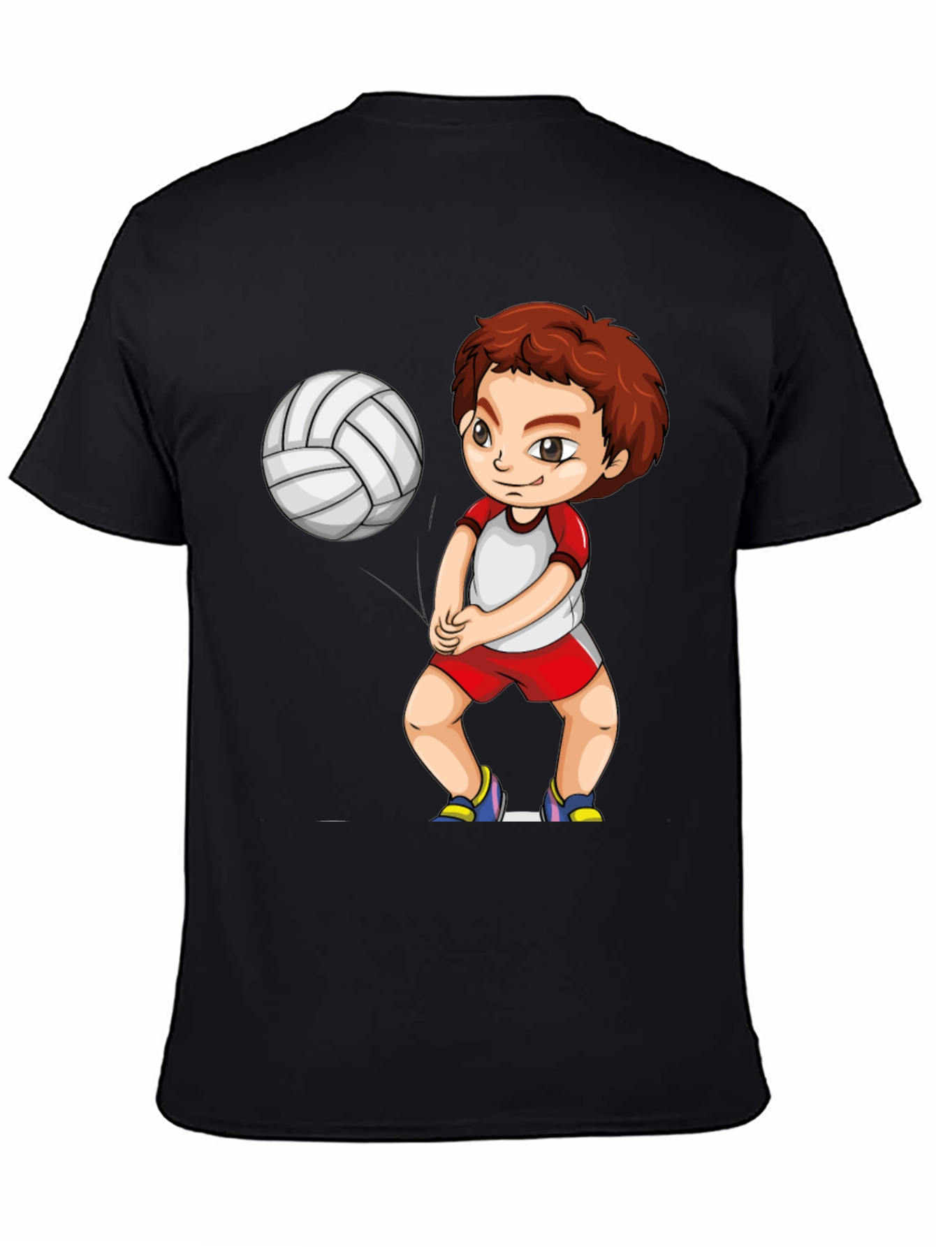 Black Volleyball Boy Graphic Black T-Shirt view 4