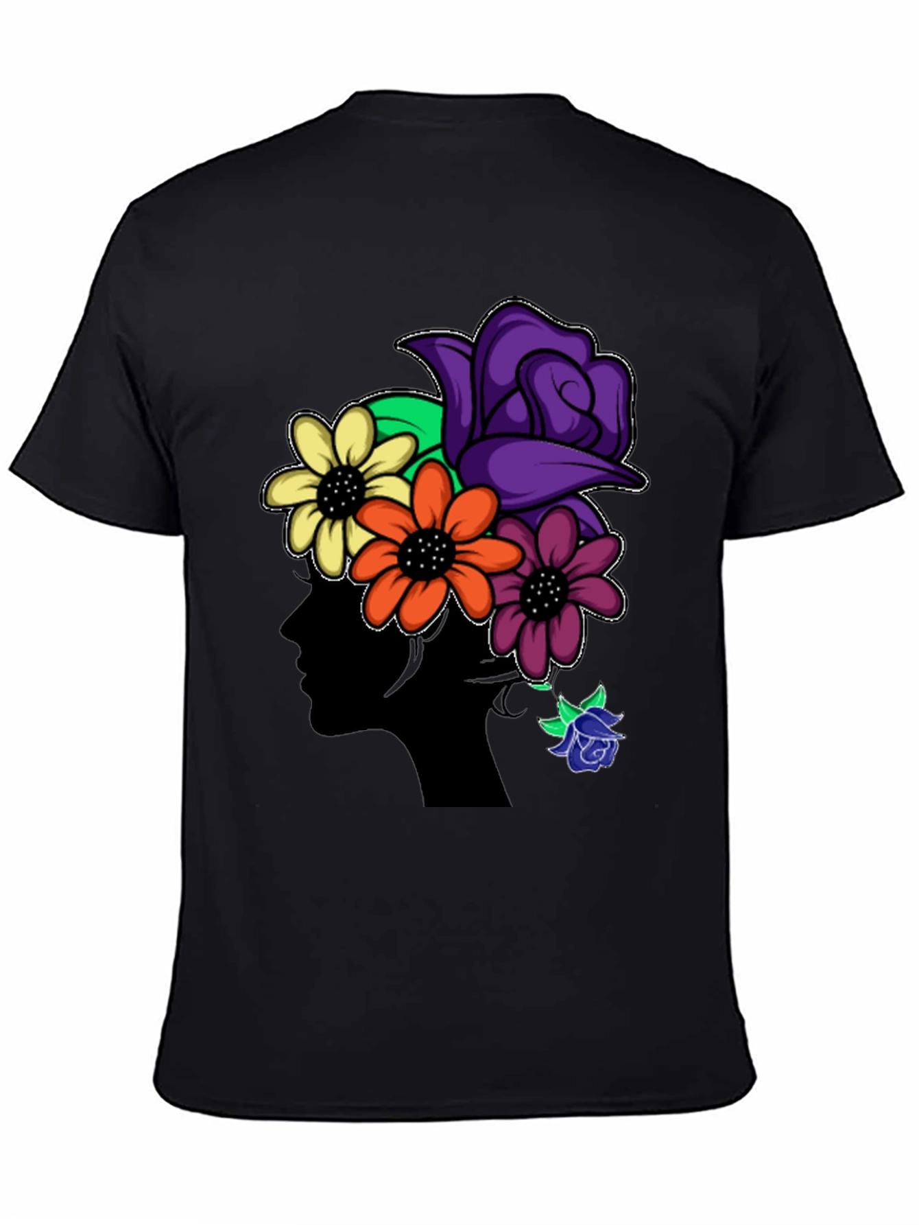 Black Floral Silhouette Black T-Shirt view 4