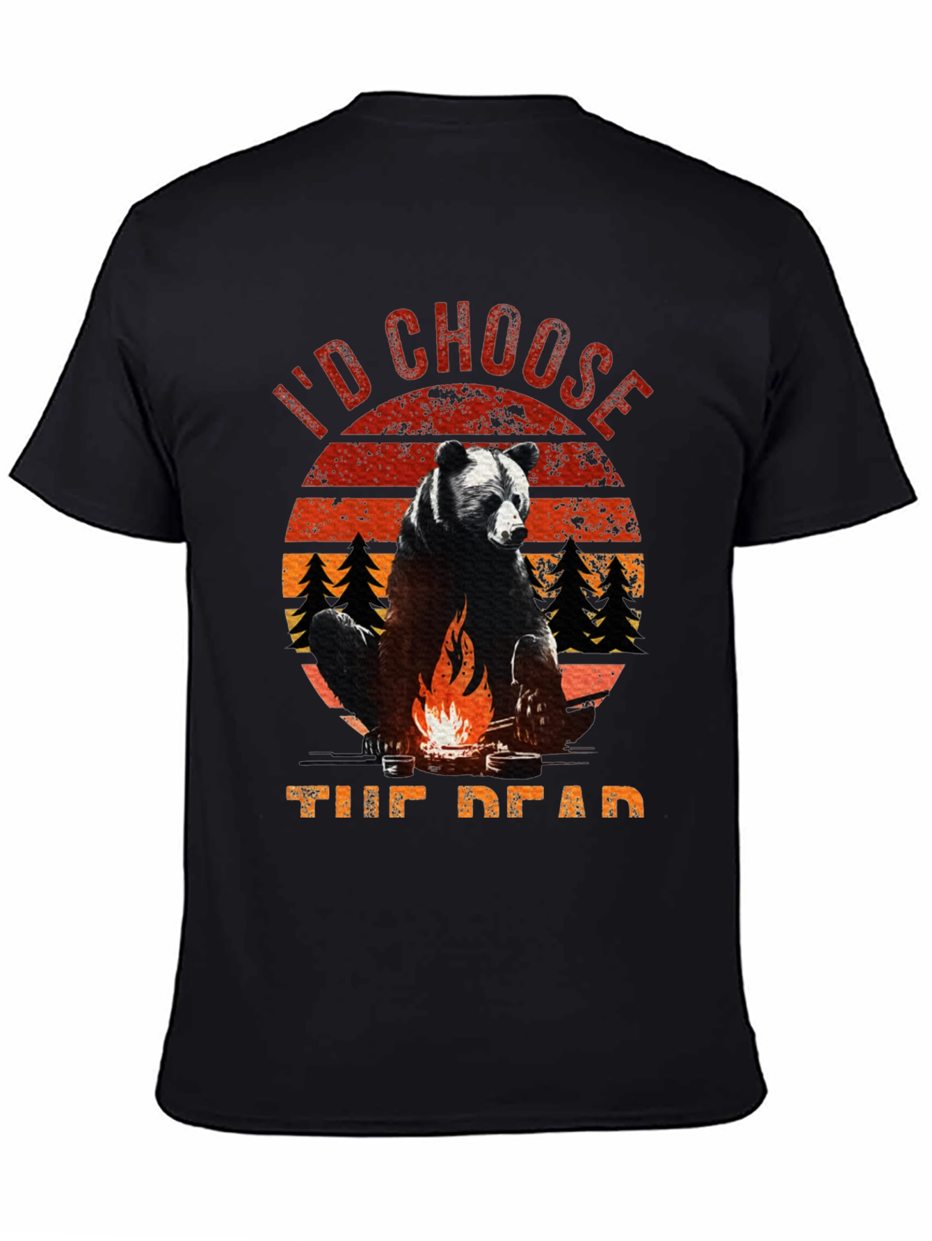 Black I'd Choose the Dead Bear Campfire T-Shirt view 4