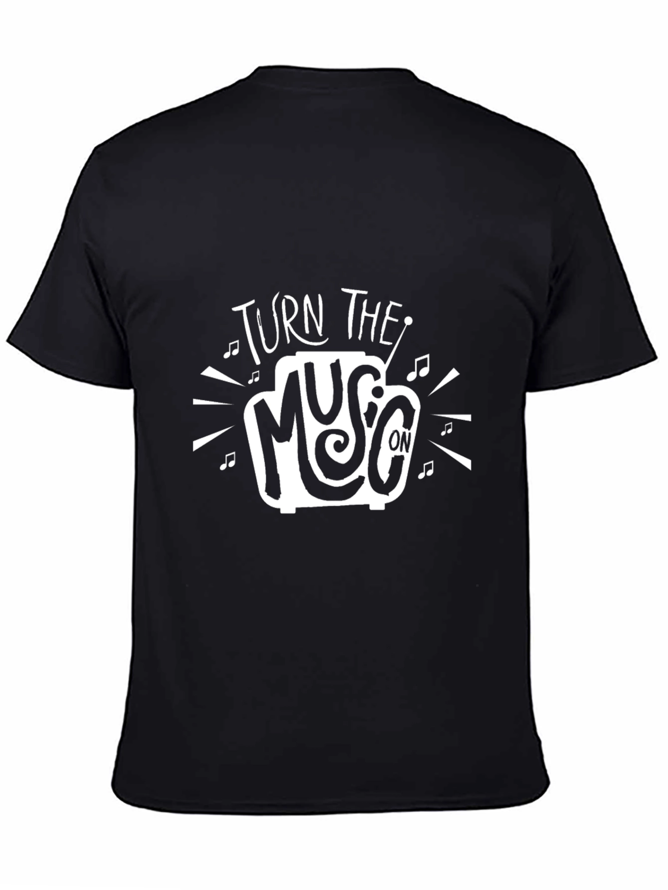 Black Turn the Music On Graphic Print Black T-Shirt view 4