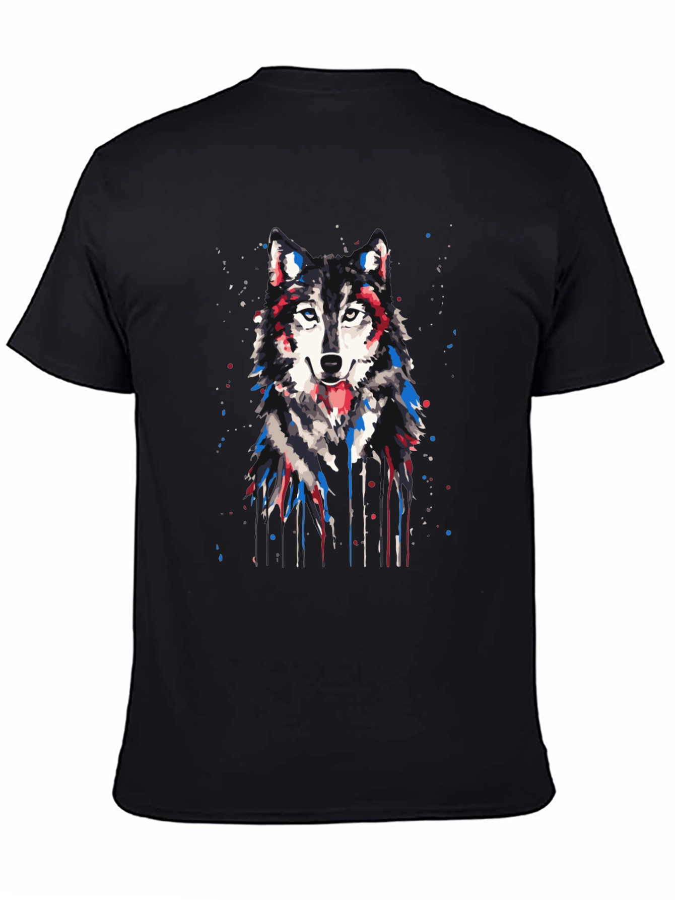 Black Wolf Graphic Print T-Shirt view 4