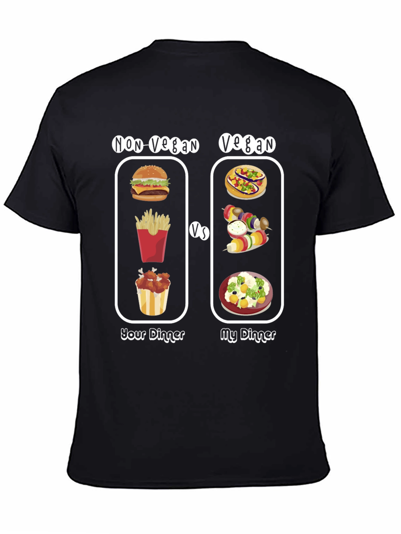 Black Vegan vs Non-Vegan Dinner T-Shirt view 4