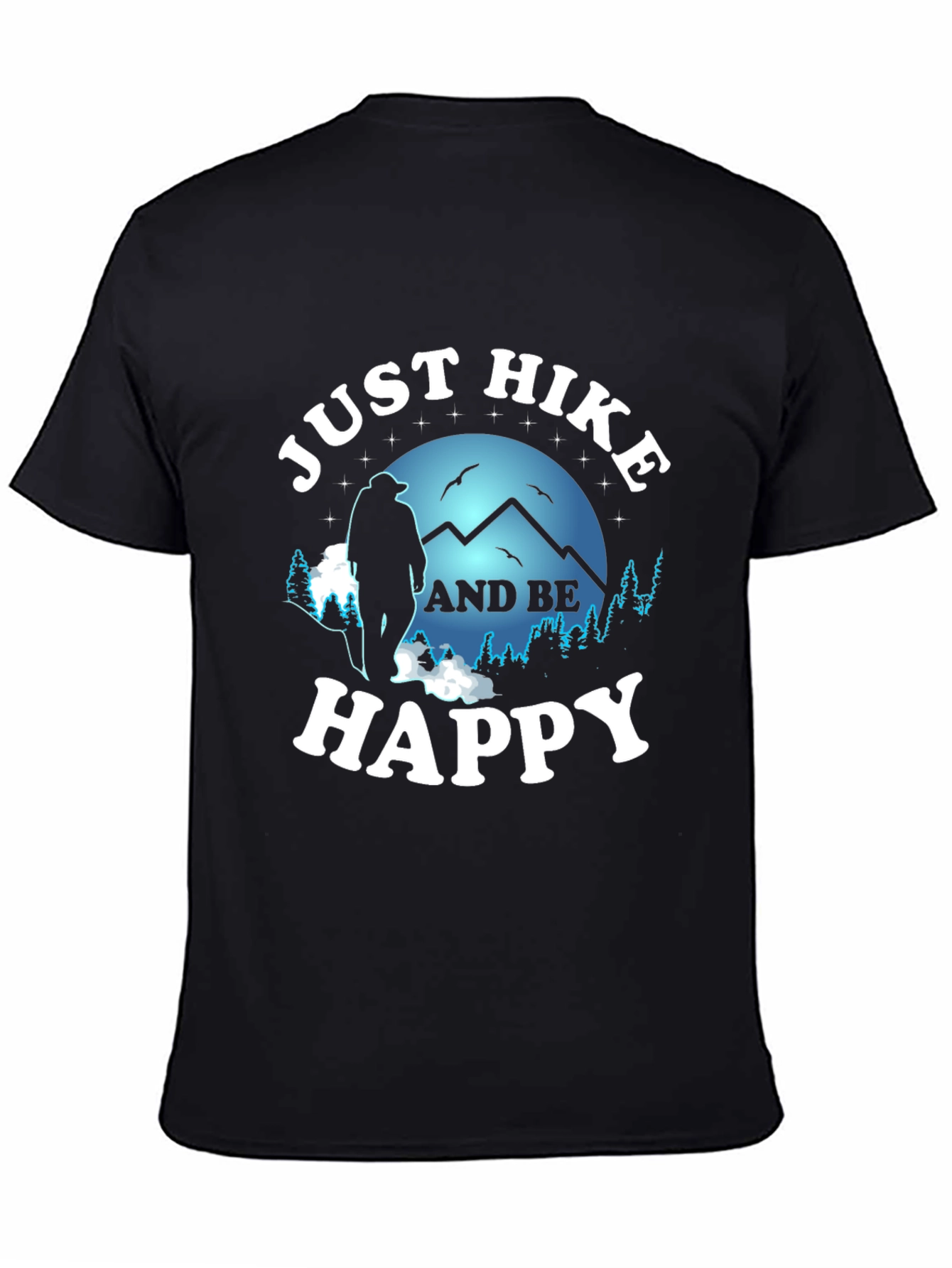 Black Just Hike and Be Happy Graphic T-Shirt view 4
