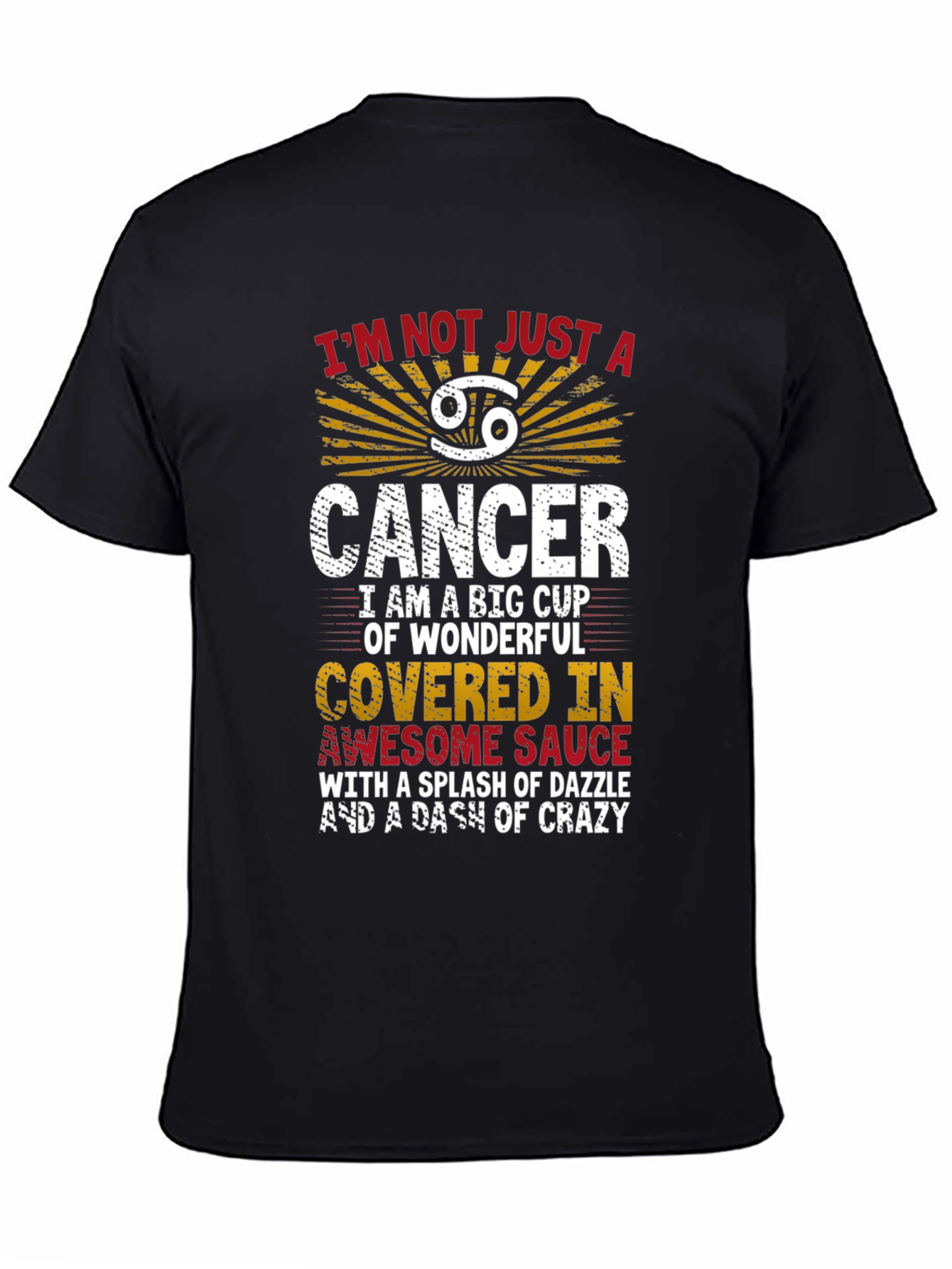 Black Cancer Zodiac Sign T-Shirt: Awesome & Crazy Edition view 4